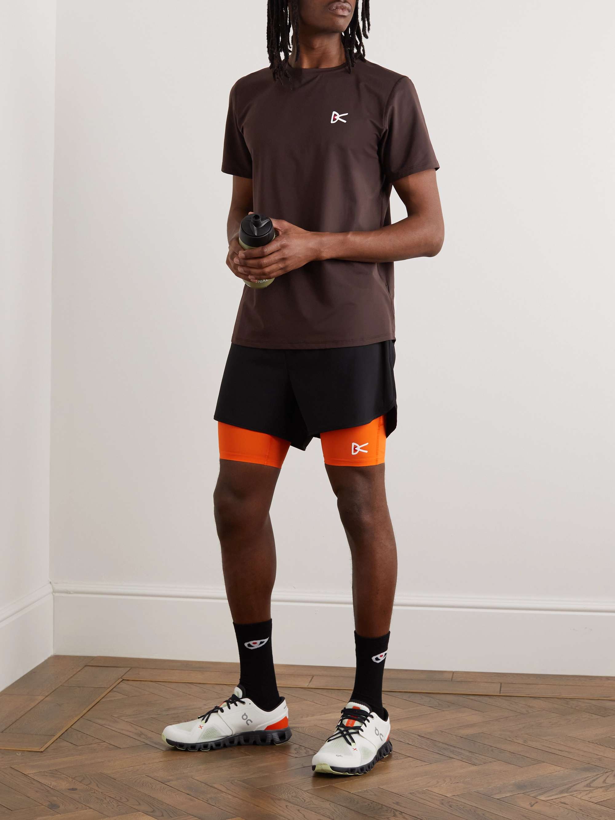 DISTRICT VISION Logo-Print Stretch-Jersey Running T-Shirt