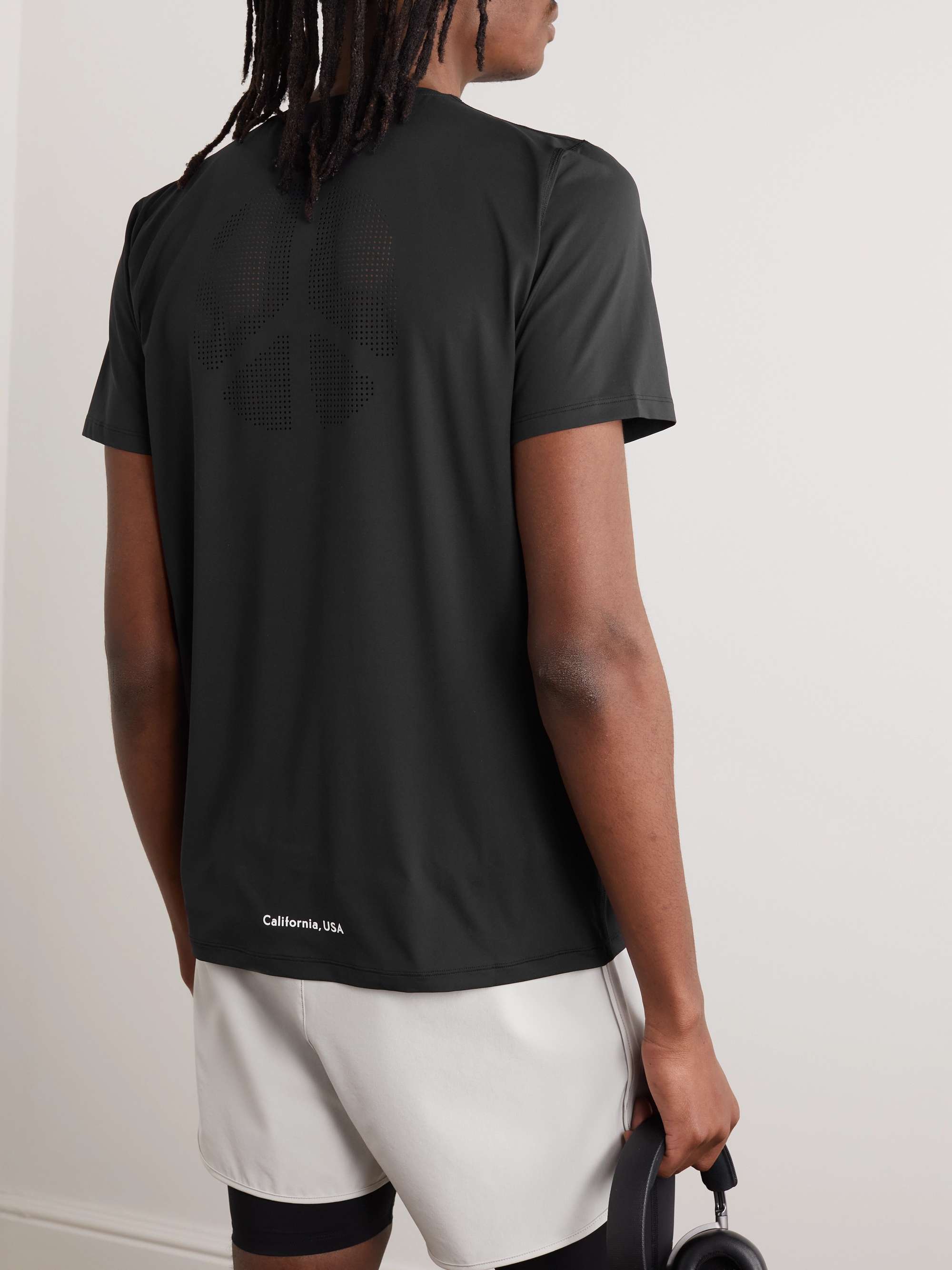 DISTRICT VISION Aloe Logo-Print Perforated Stretch-Jersey T-Shirt