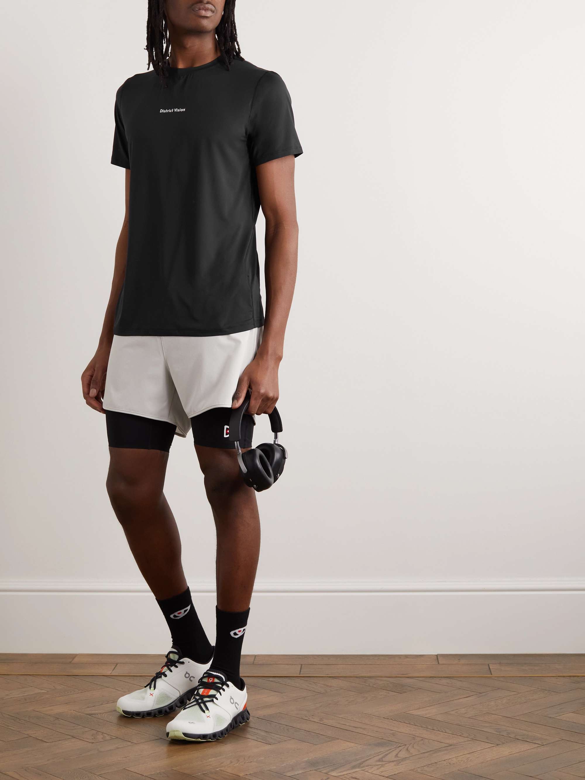 DISTRICT VISION Aloe Logo-Print Perforated Stretch-Jersey T-Shirt