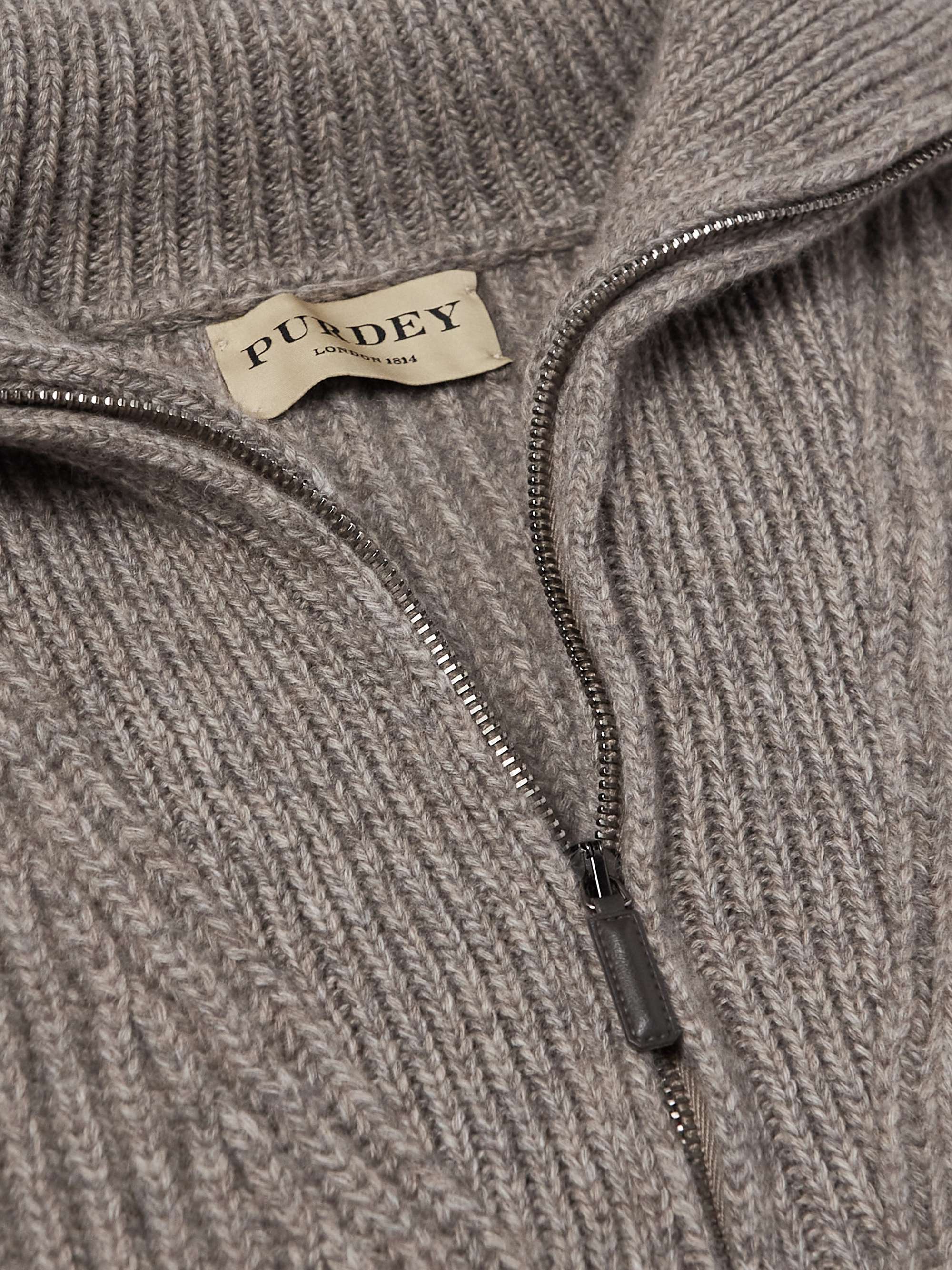 PURDEY Ribbed Cashmere Half-Zip Sweater