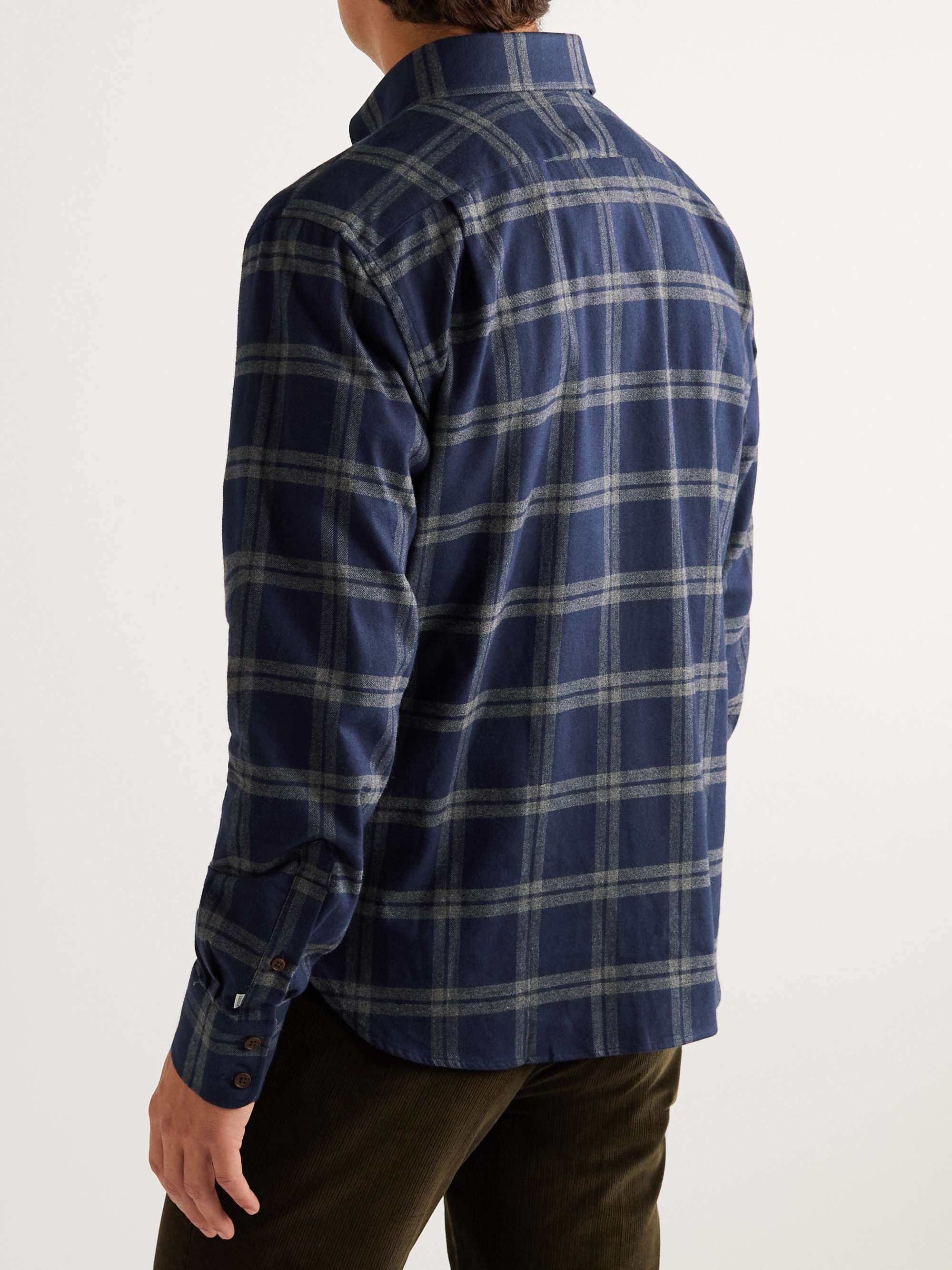 JAMESPURDEYANDSONS Button-Down Collar Checked Cotton-Flannel Shirt