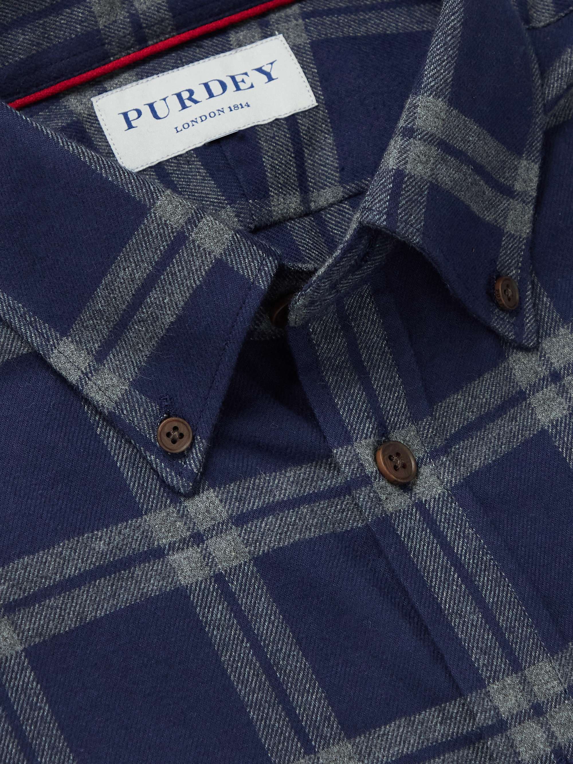 JAMESPURDEYANDSONS Button-Down Collar Checked Cotton-Flannel Shirt