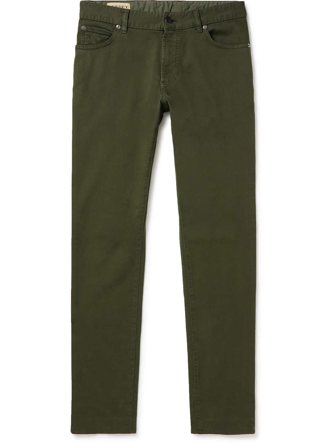Purdey Slim-fit Stretch-cotton Twill Trousers In Green