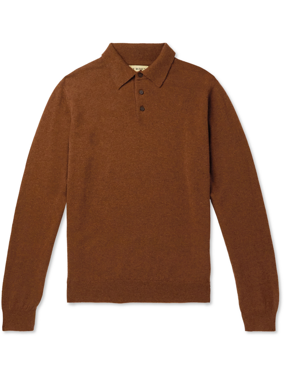 Purdey Wool And Cashmere-blend Polo Shirt In Brown