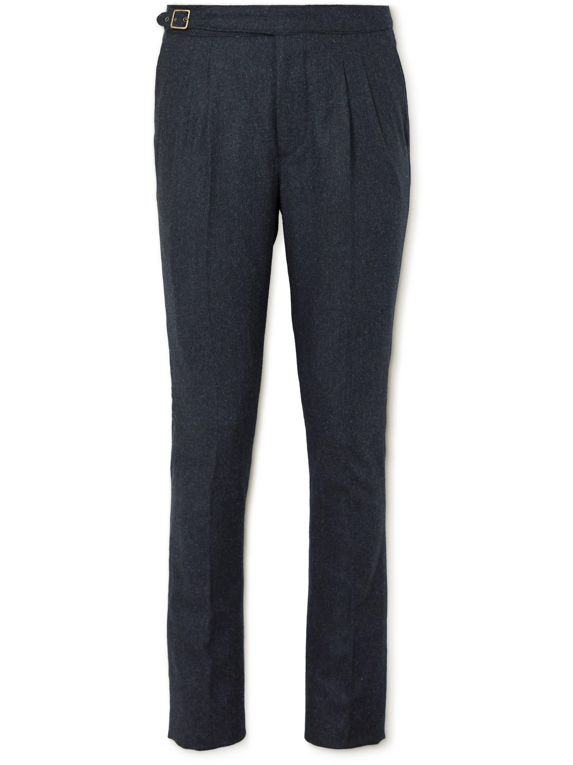 Mayfair Slim-Fit Pleated Herringbone Wool-Blend Tweed Trousers