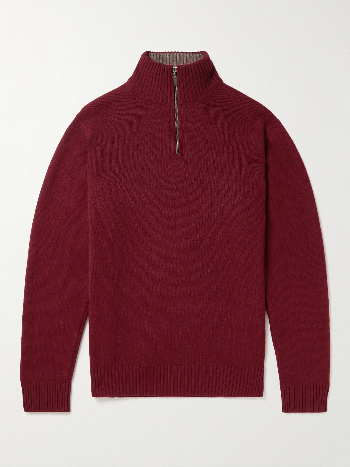 Purdey Kelso Cashmere Half-zip Sweater In Burgundy