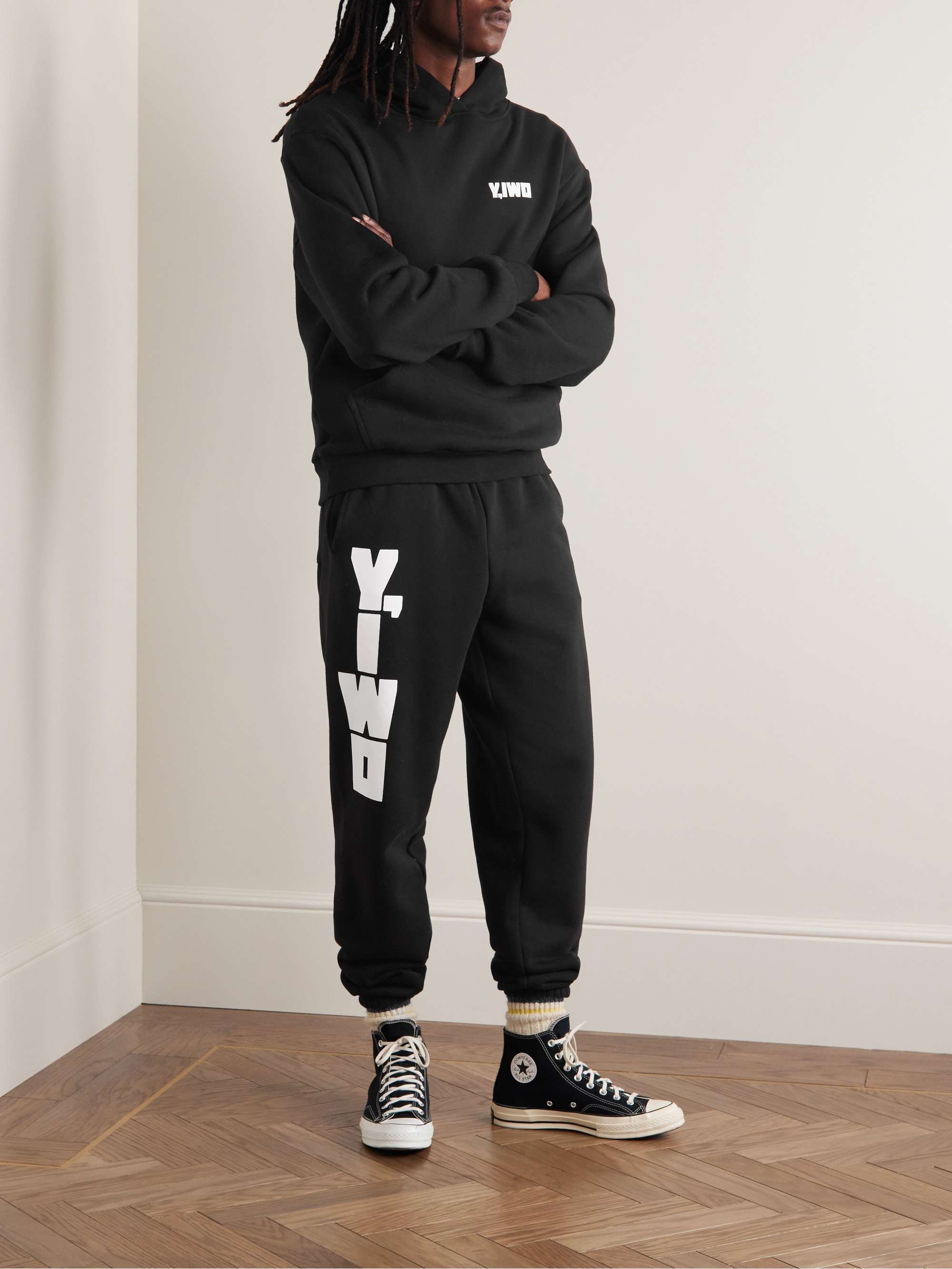 Y,IWO Logo-Print Cotton-Jersey Hoodie