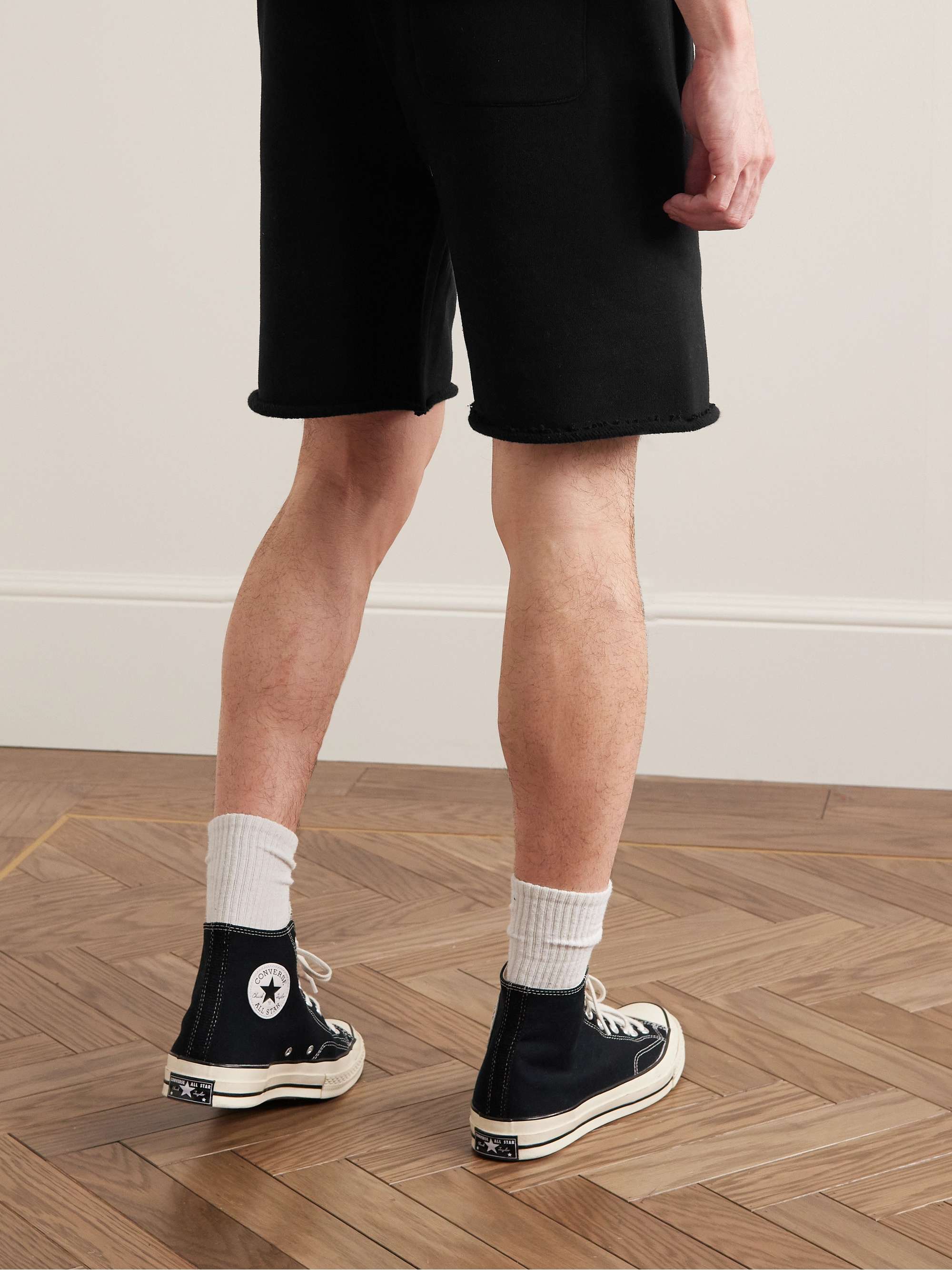 Y,IWO Straight-Leg Logo-Print Cotton-Jersey Drawstring Shorts