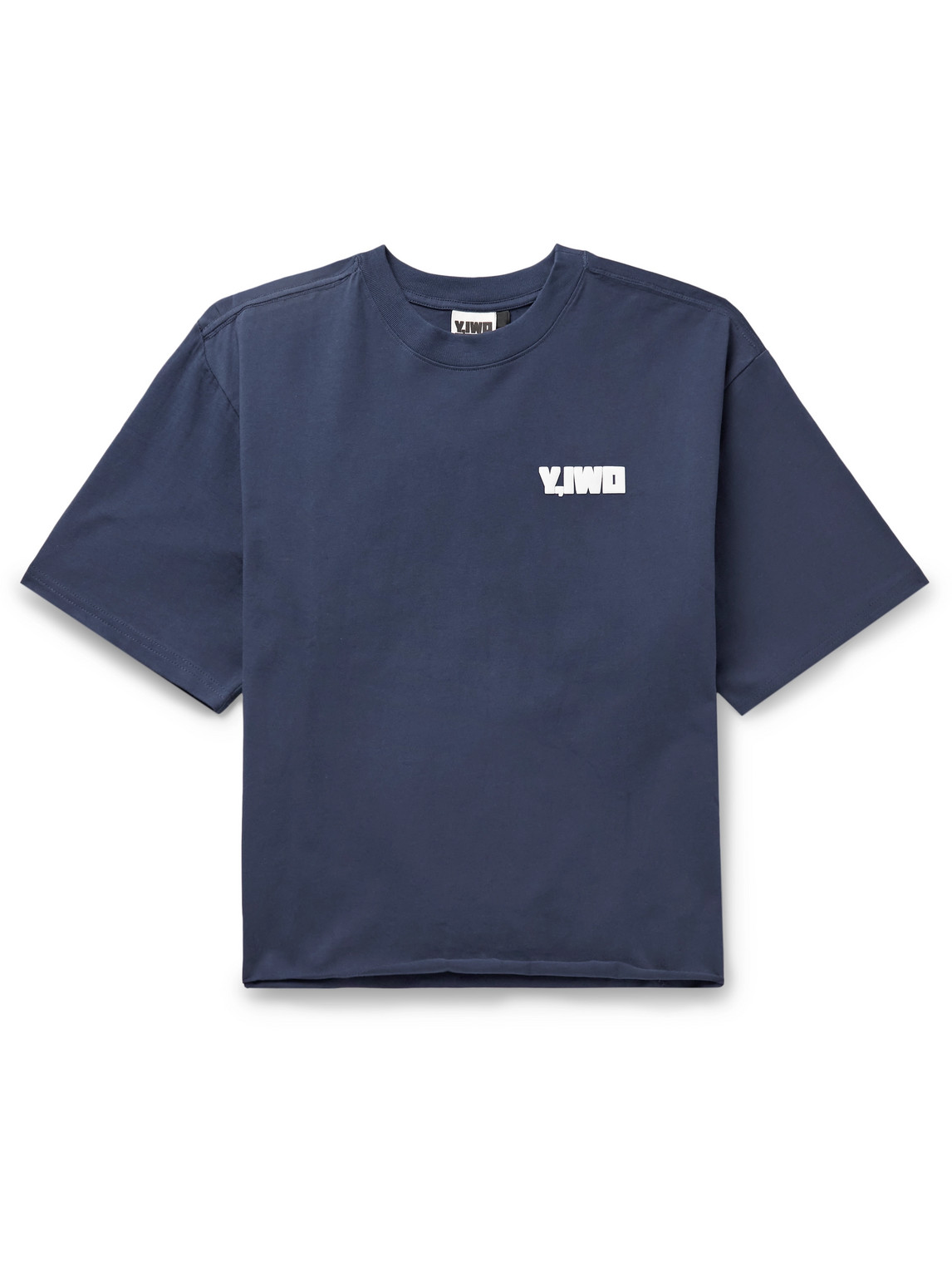 Y,iwo Cropped Logo-print Cotton-jersey T-shirt In Blue
