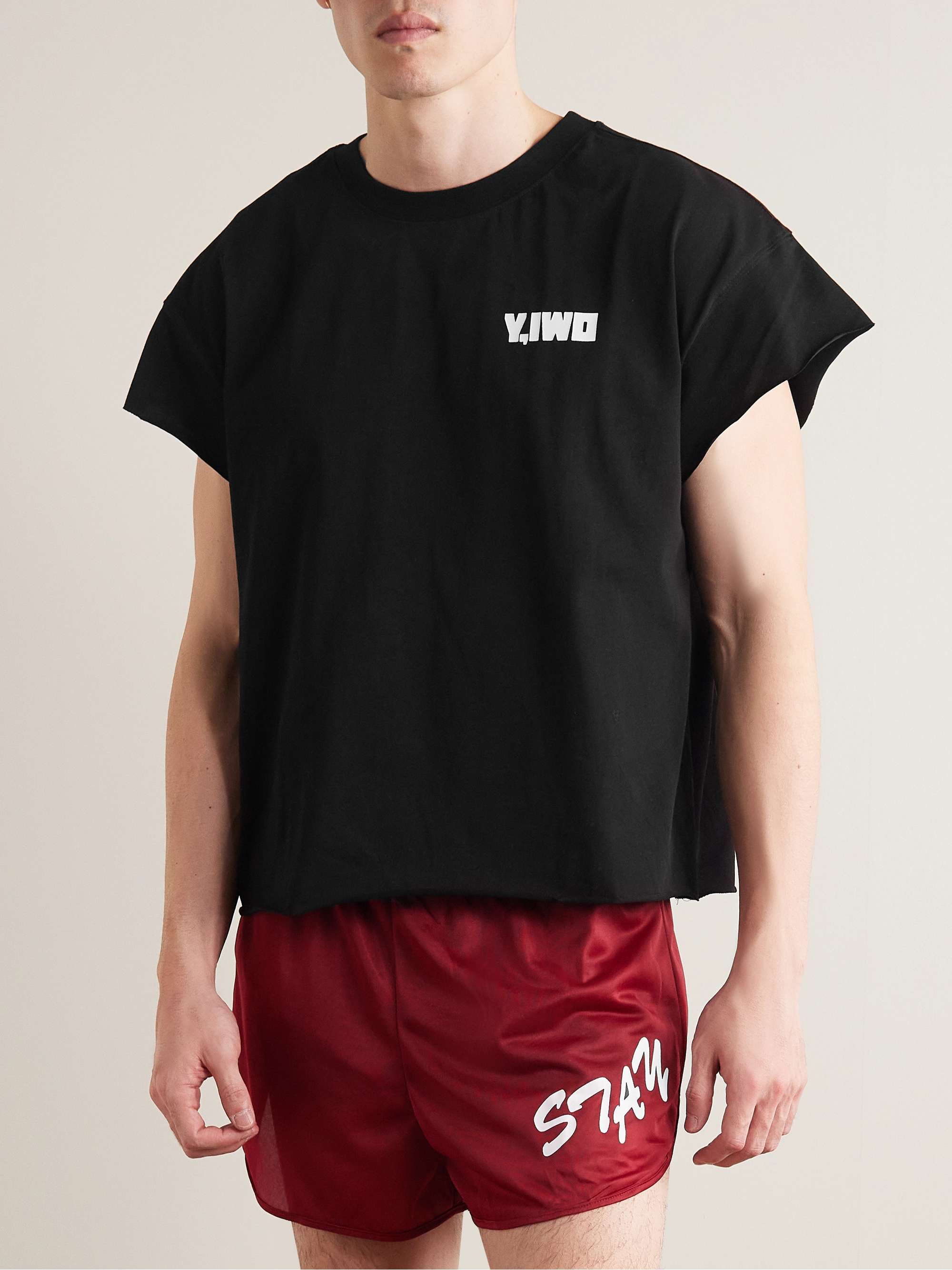 Y,IWO Cropped Logo-Print Cotton-Jersey T-Shirt