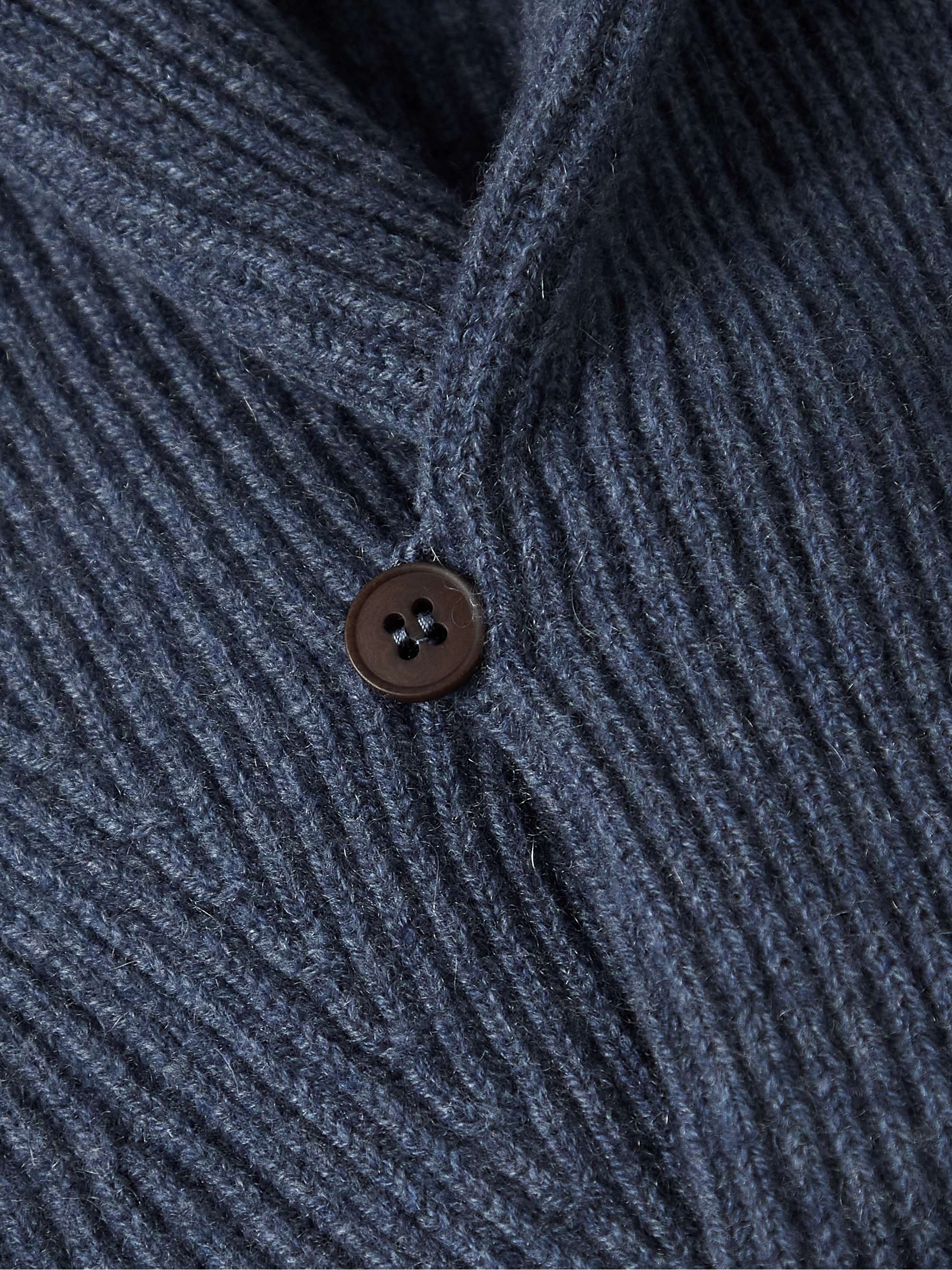PURDEY Shawl-Collar Ribbed Cashmere Sweater