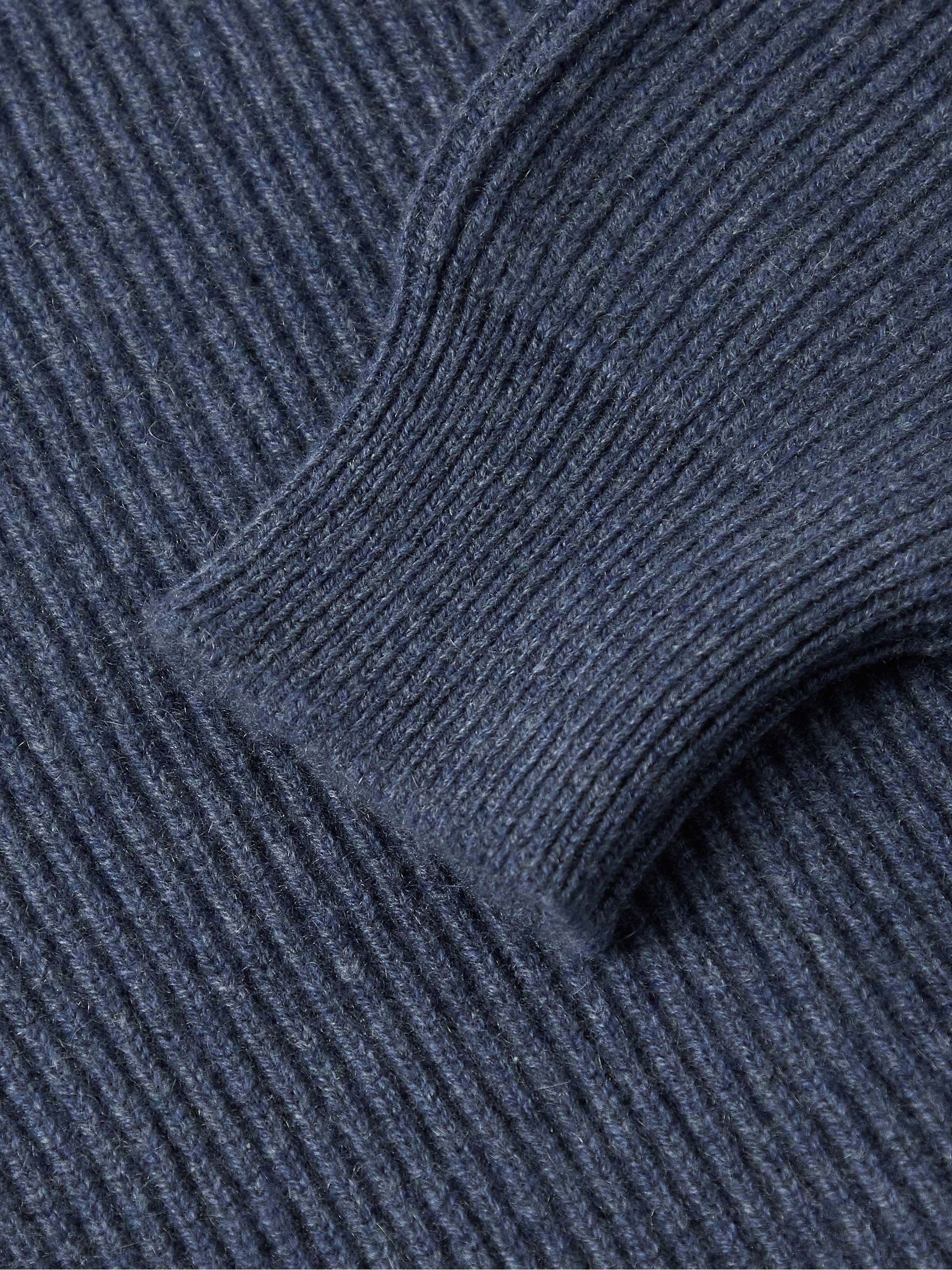 PURDEY Shawl-Collar Ribbed Cashmere Sweater
