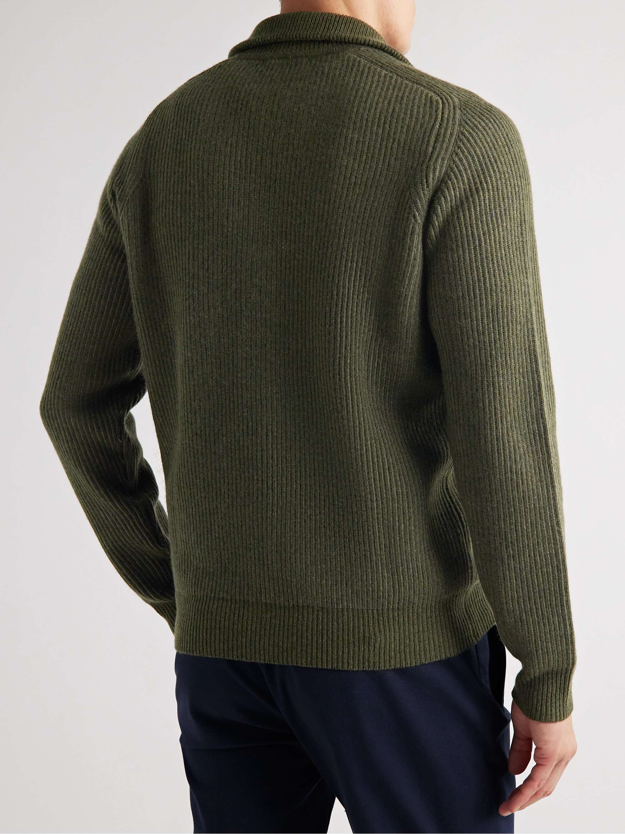 PURDEY Ribbed Cashmere Half-Zip Sweater
