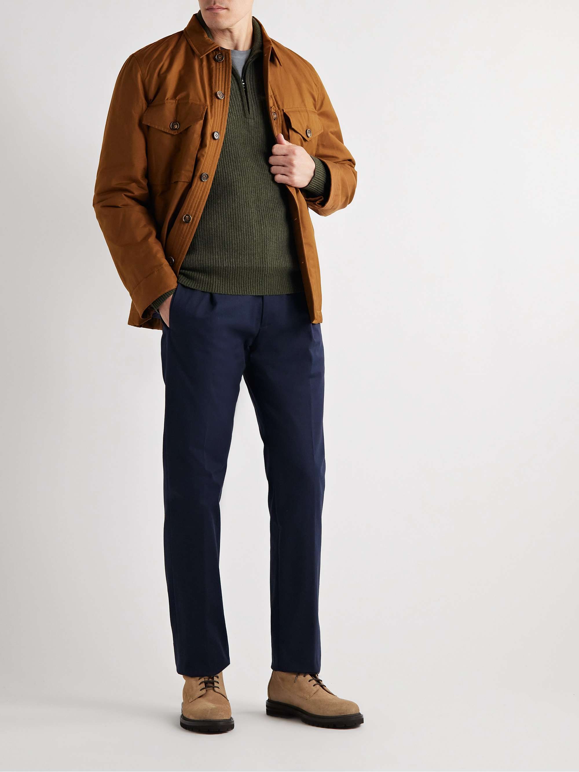 PURDEY Ribbed Cashmere Half-Zip Sweater