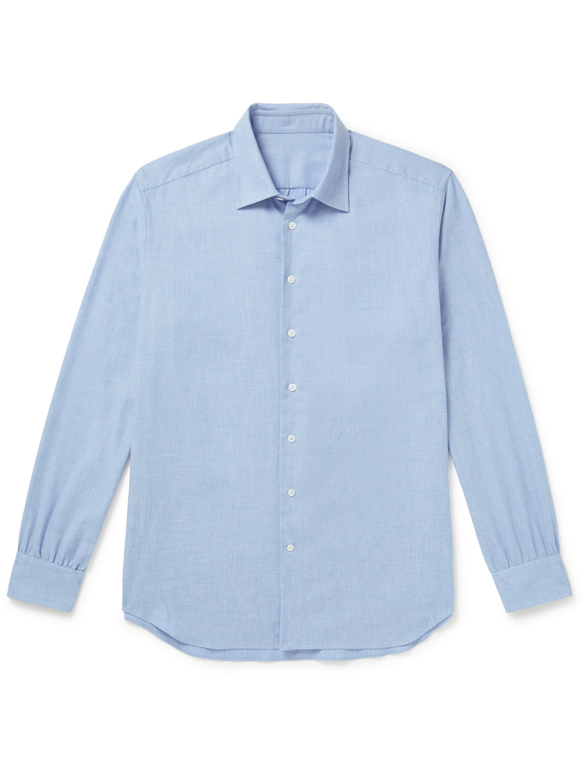 Anderson & Sheppard Cotton And Cashmere-blend Shirt In Blue