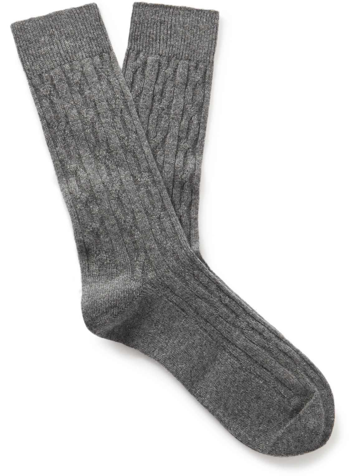 Anderson & Sheppard Cable-knit Cashmere Socks In Gray