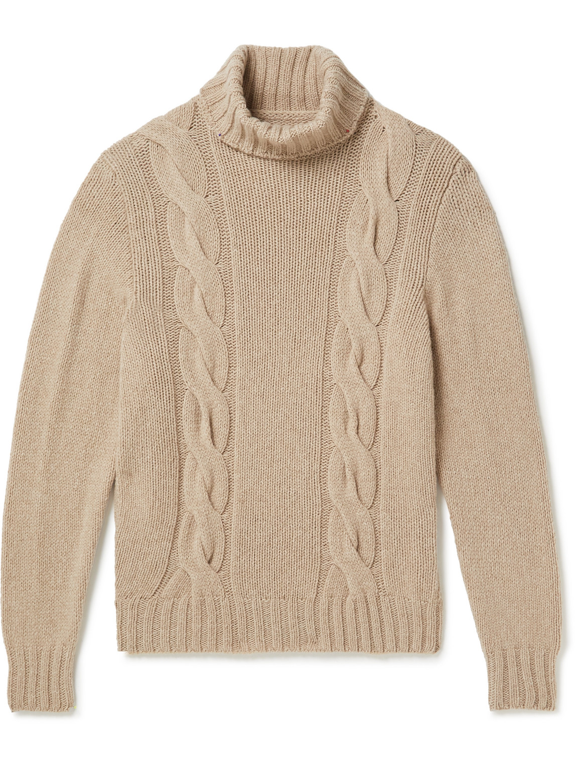 Anderson & Sheppard Cable-knit Merino Wool Rollneck Jumper In Neutrals