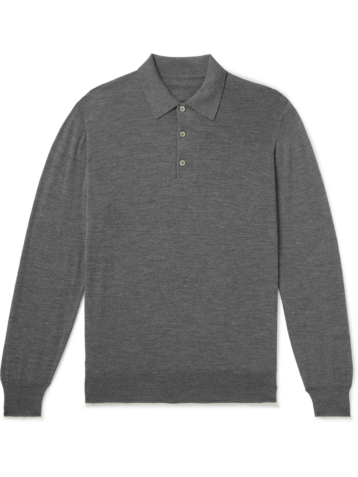 Anderson & Sheppard Merino Wool Polo Shirt In Gray