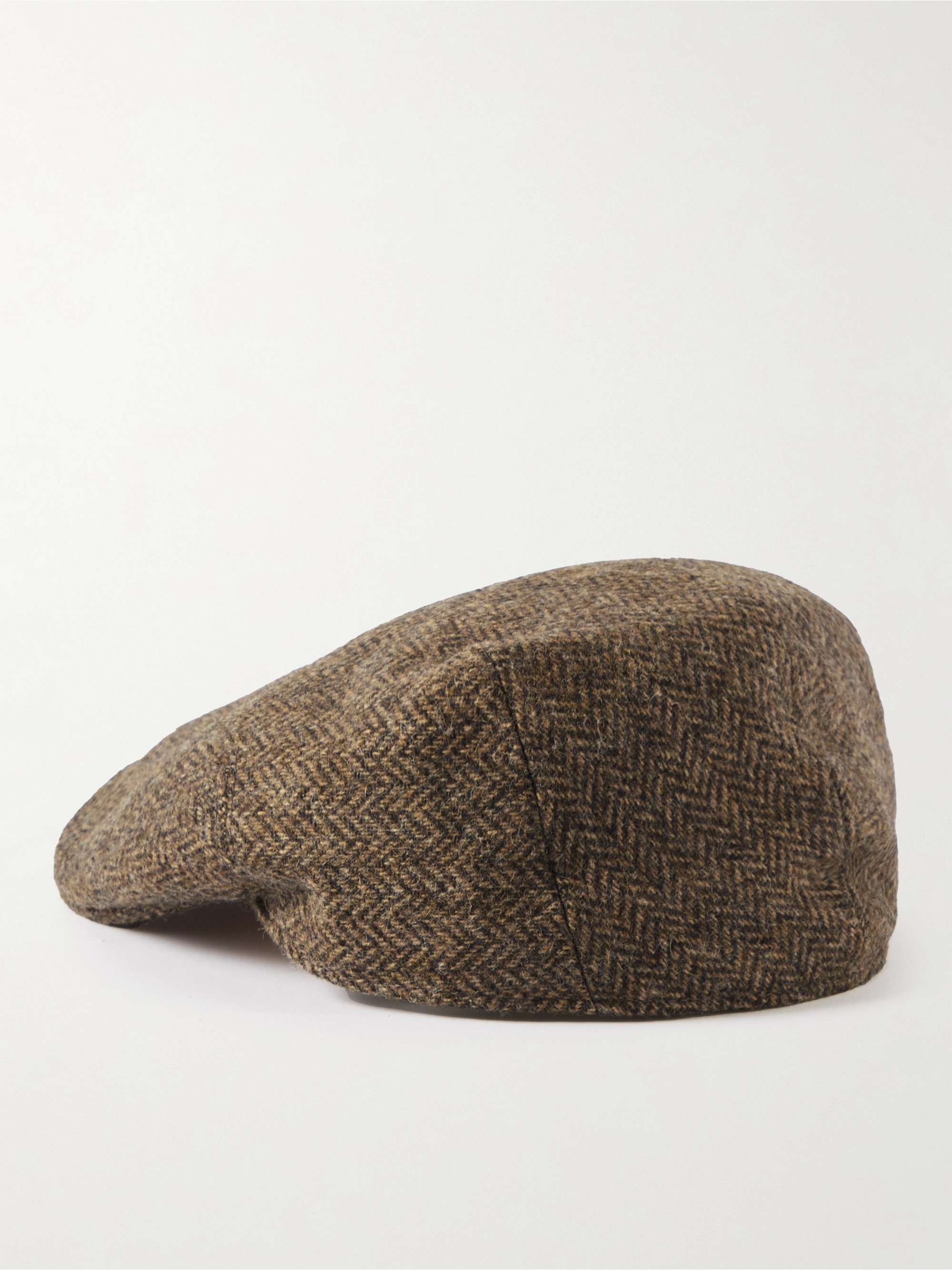 ANDERSON & SHEPPARD Herringbone Wool-Tweed Flat Cap