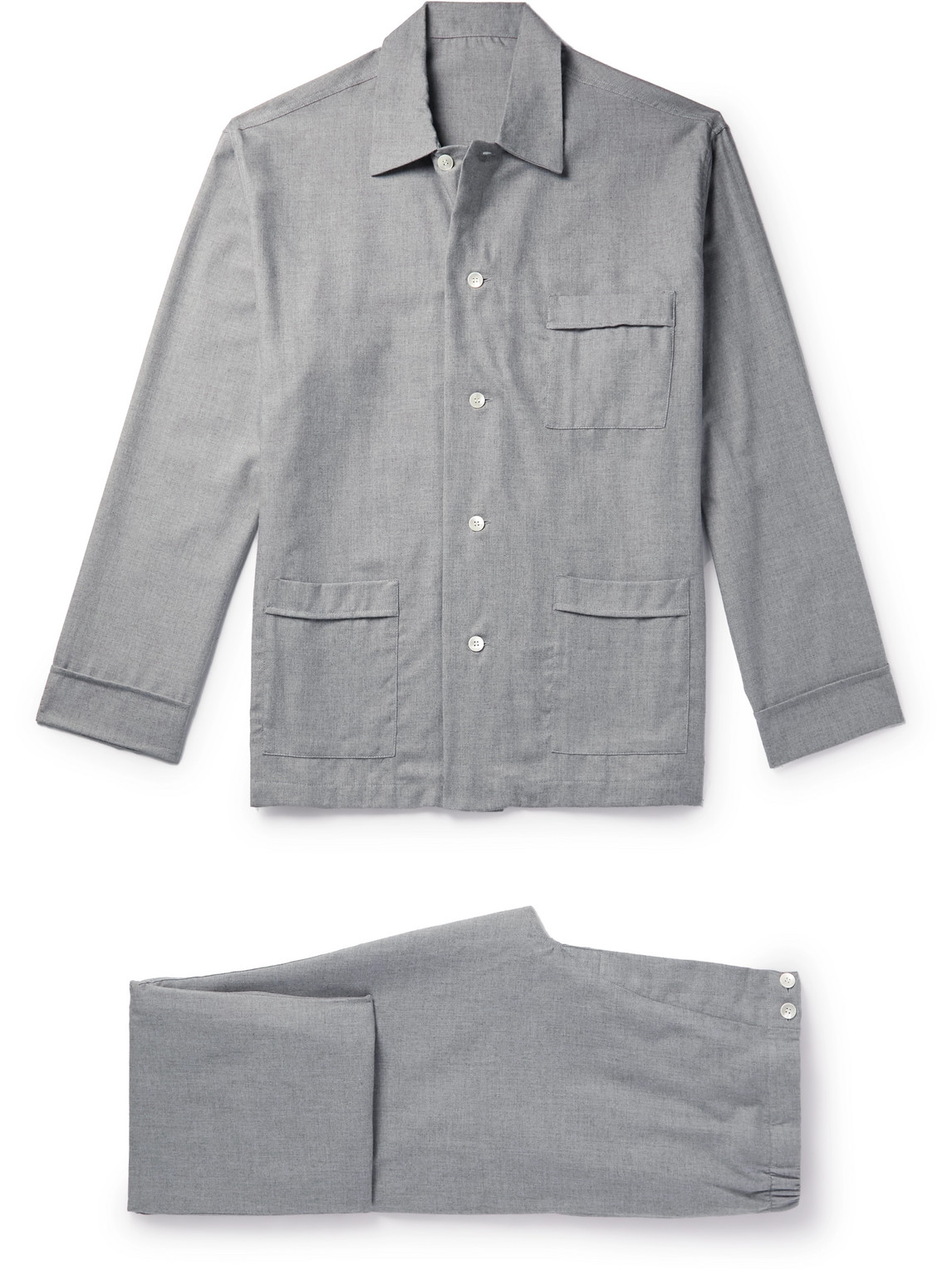 Anderson & Sheppard Cotton And Cashmere-blend Pyjama Set In Gray