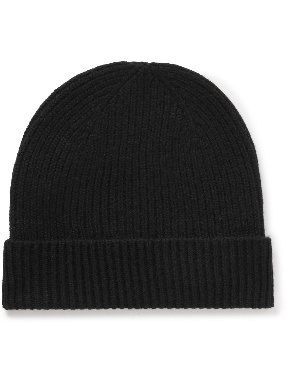 Anderson & Sheppard Ribbed Cashmere Beanie In Black