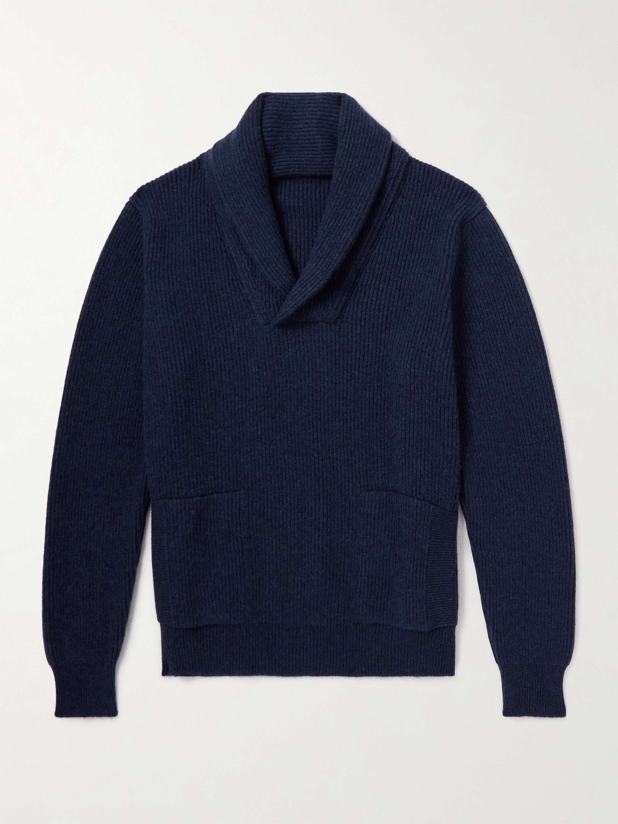ANDERSON & SHEPPARD Shawl-Collar Ribbed Cashmere Sweater