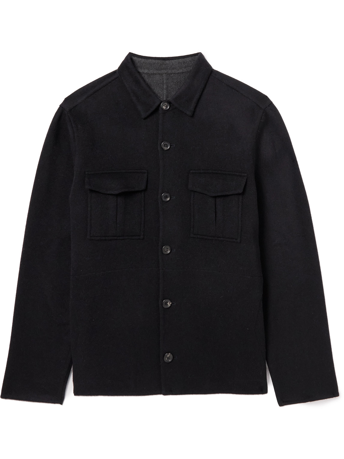 Thom Sweeney Cashmere-felt Shirt Jacket In Black