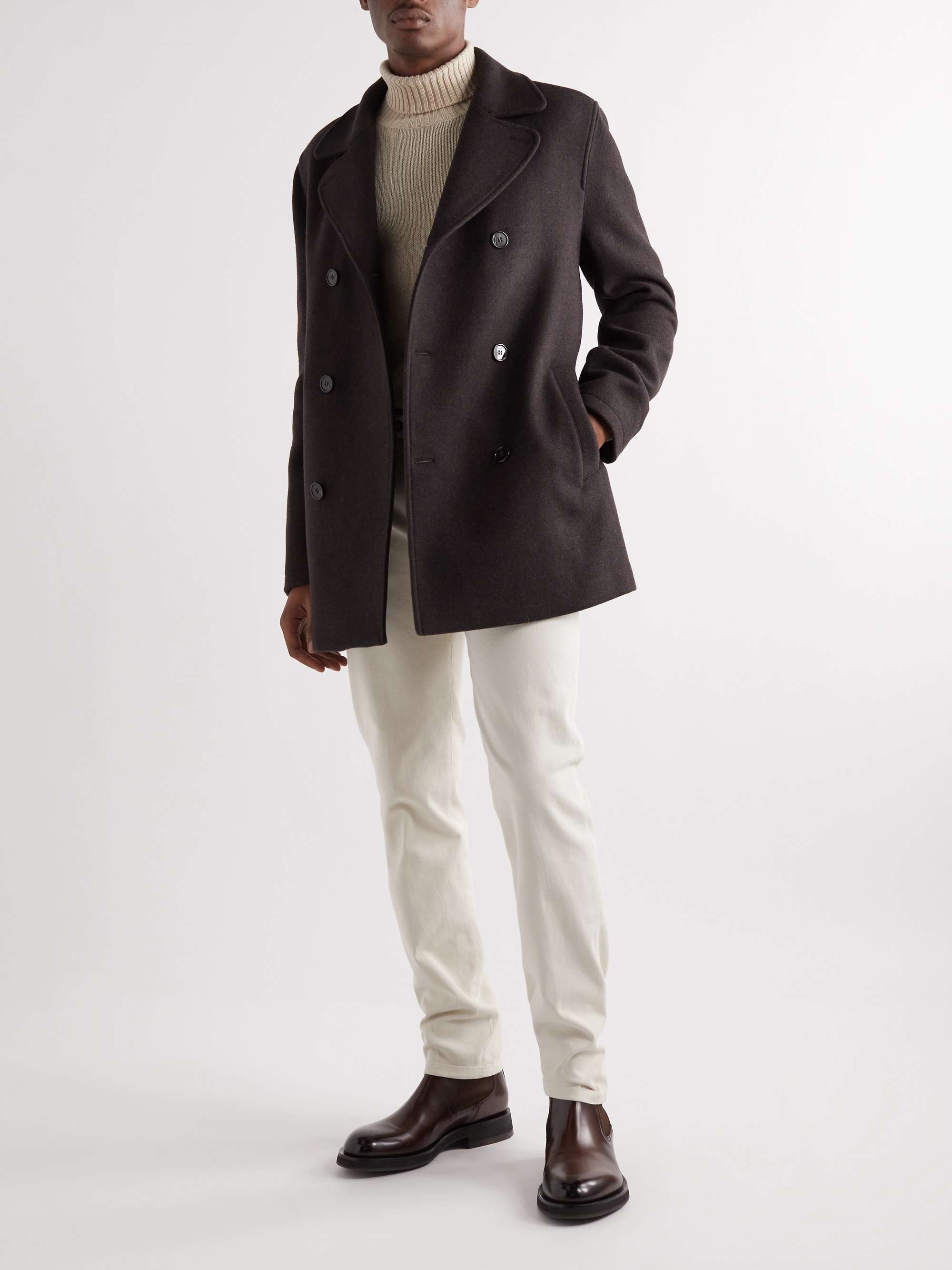 THOM SWEENEY Double-Breasted Wool Peacoat