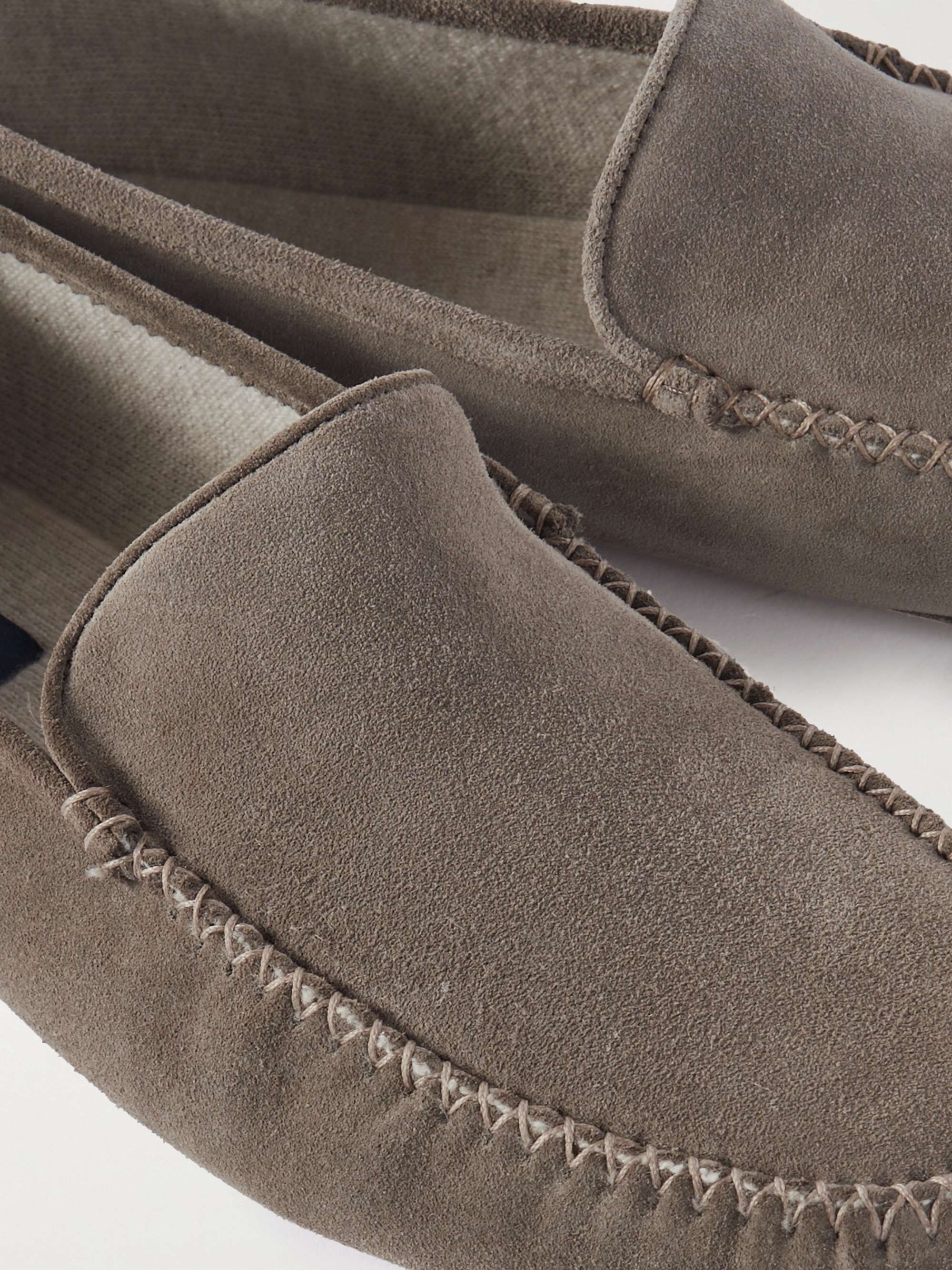 THOM SWEENEY Cashmere-Lined Suede Slippers