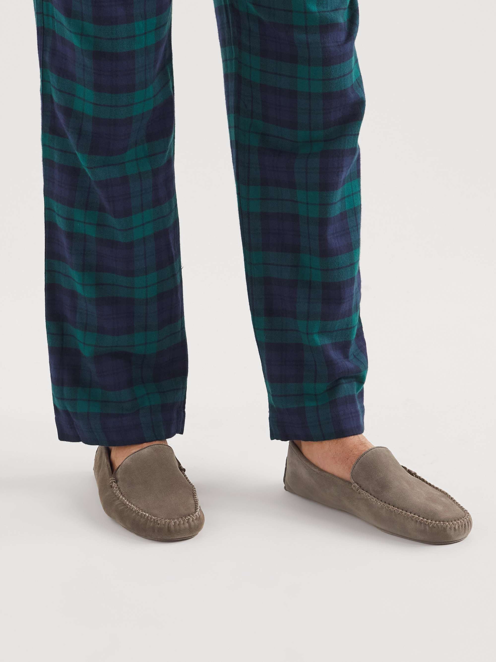 THOM SWEENEY Cashmere-Lined Suede Slippers