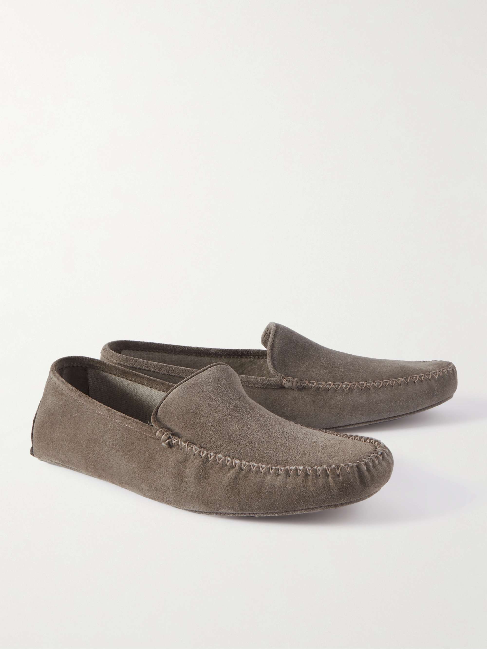 THOM SWEENEY Cashmere-Lined Suede Slippers