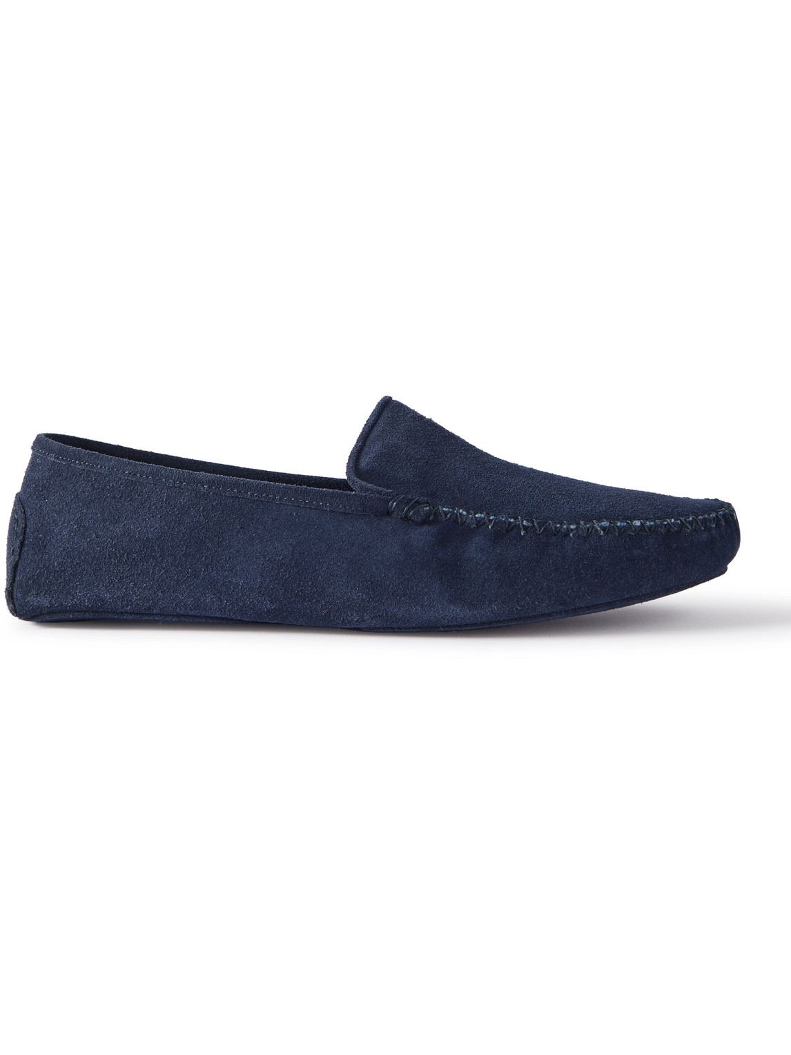 Thom Sweeney Cashmere-lined Suede Slippers In Blue