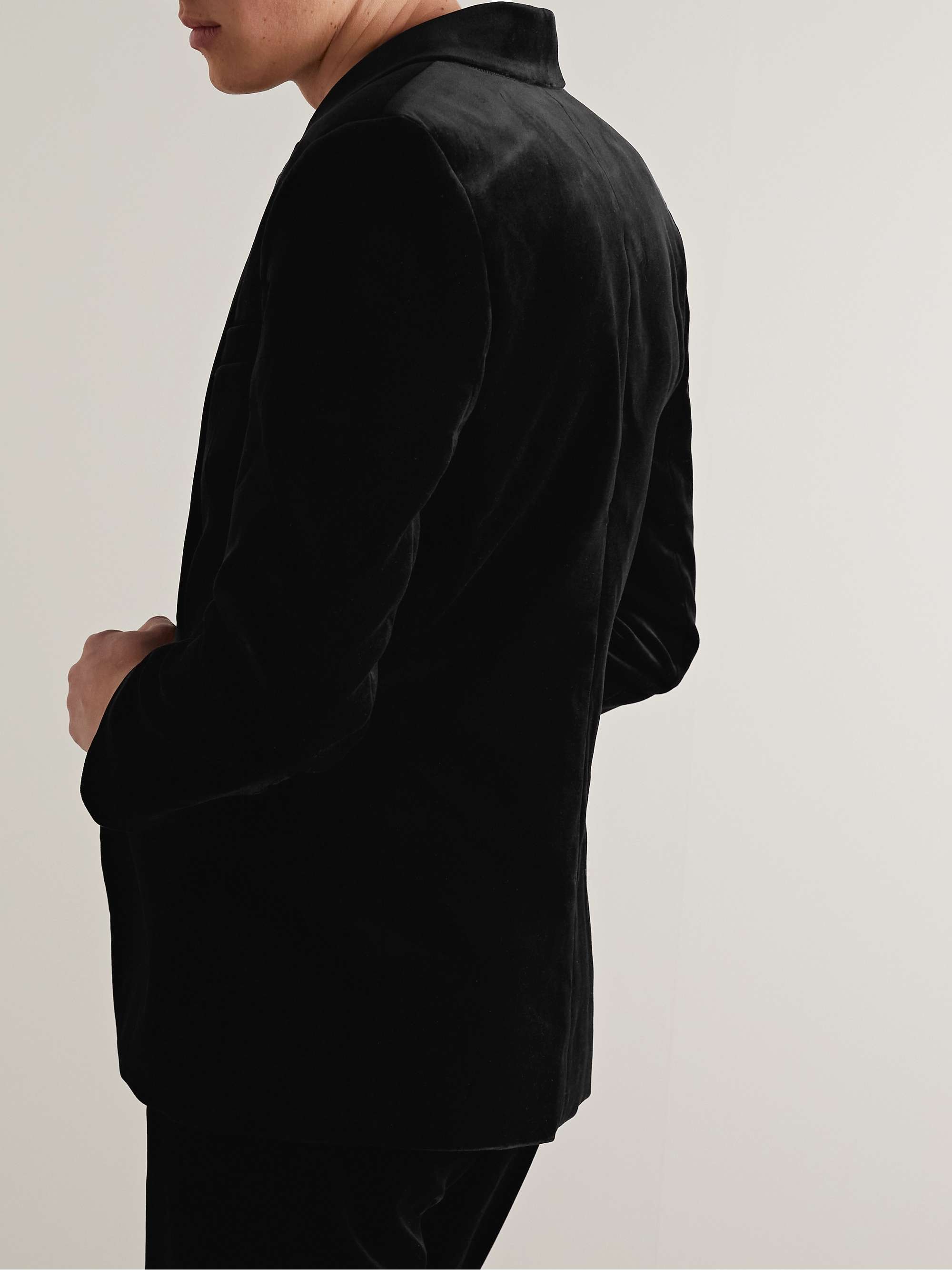 NILI LOTAN Orbison Slim-Fit Silk Satin-Trimmed Cotton-Blend Velvet Suit Jacket