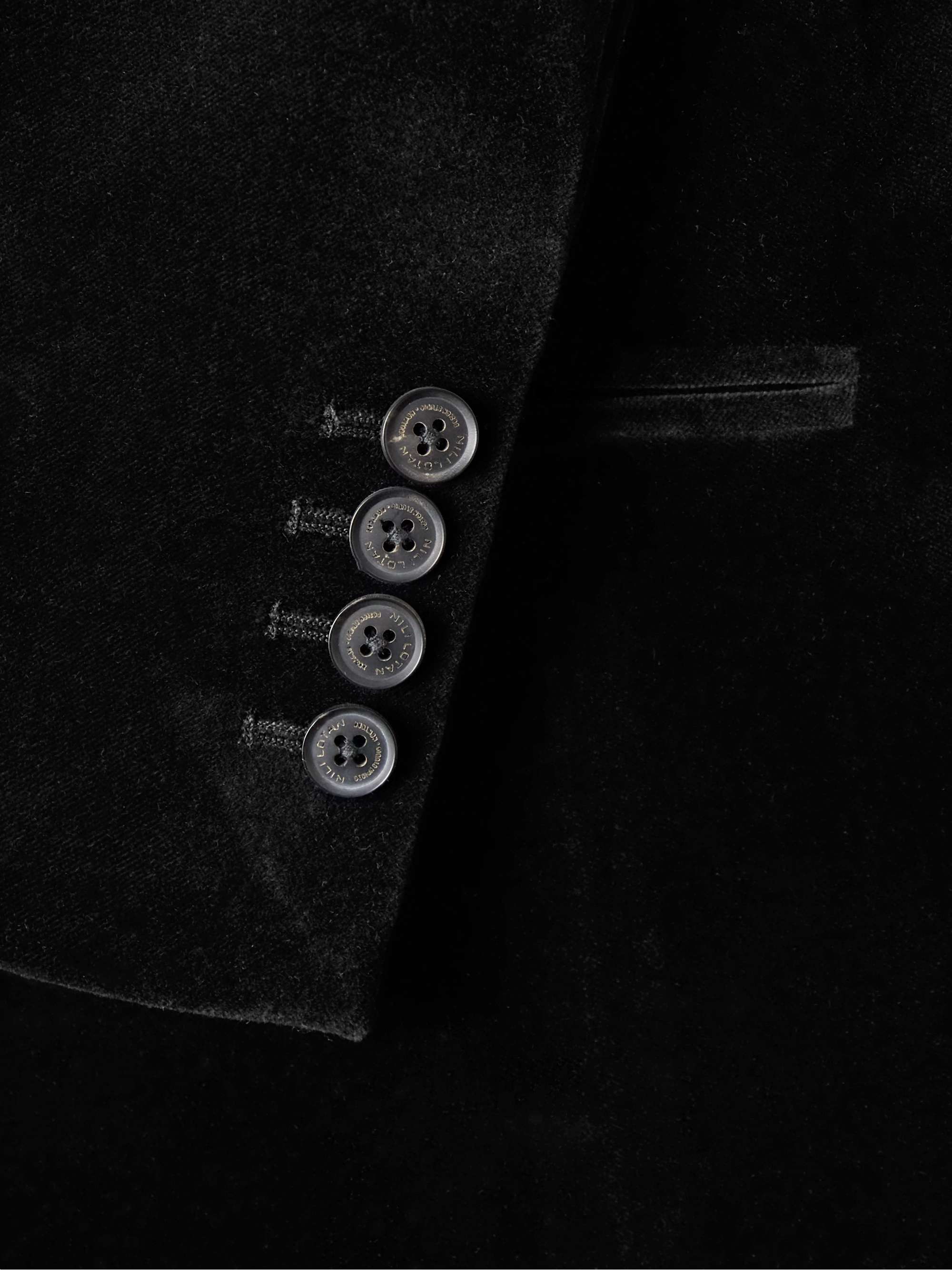 NILI LOTAN Orbison Slim-Fit Silk Satin-Trimmed Cotton-Blend Velvet Suit Jacket