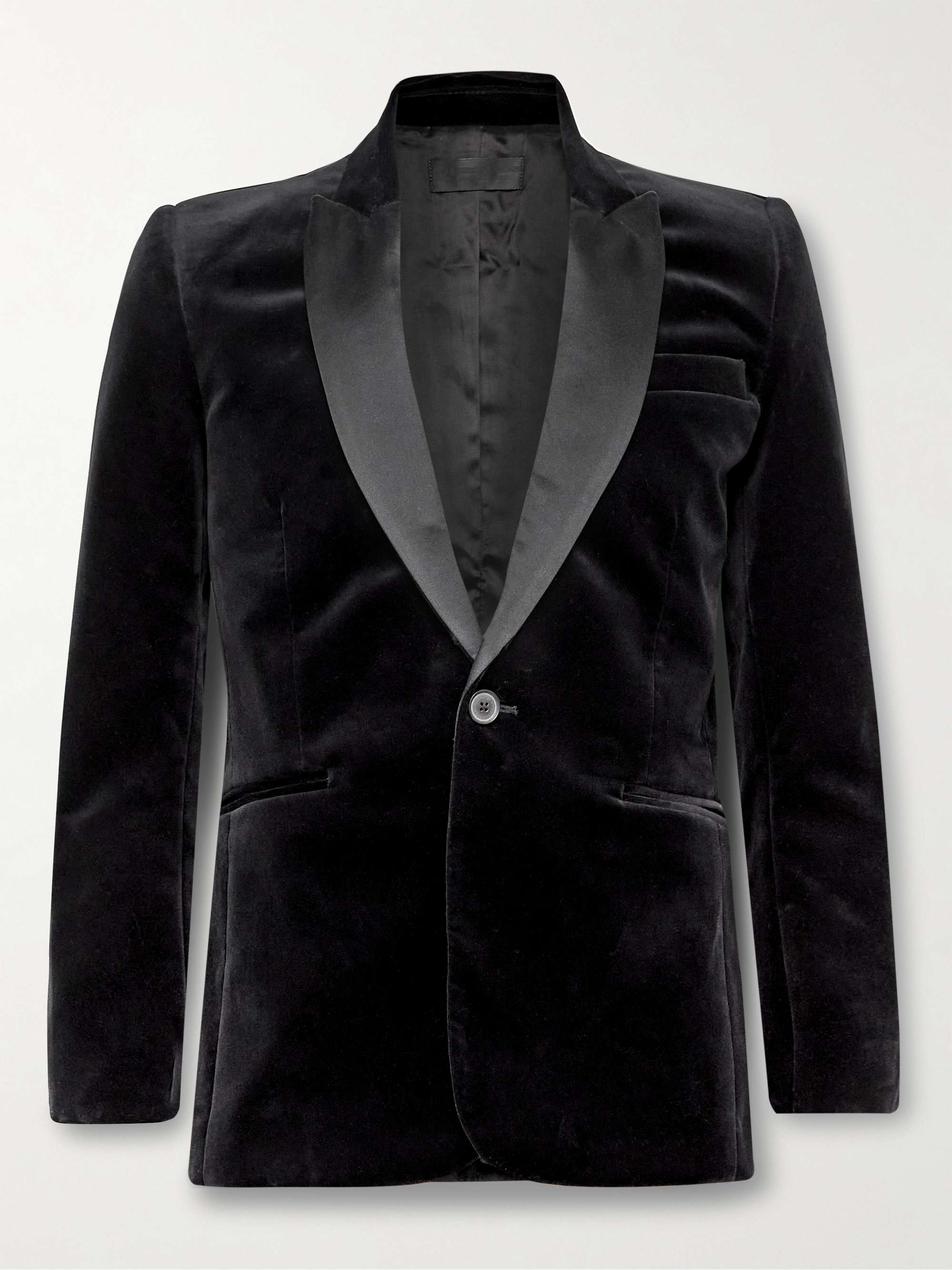 NILI LOTAN Orbison Slim-Fit Silk Satin-Trimmed Cotton-Blend Velvet Suit ...