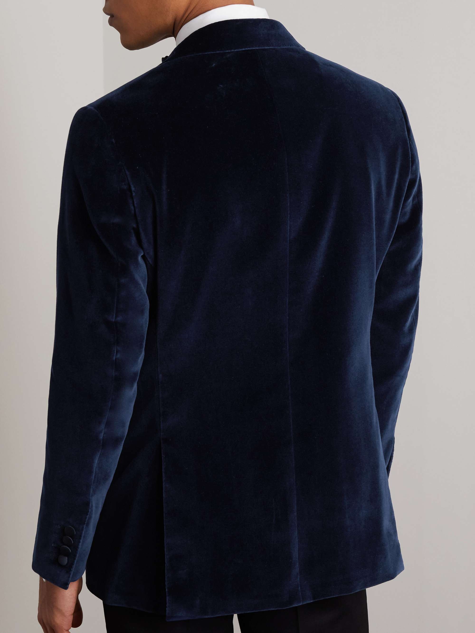 THOM SWEENEY Satin-Trimmed Cotton and Modal-Blend Velvet Tuxedo Jacket