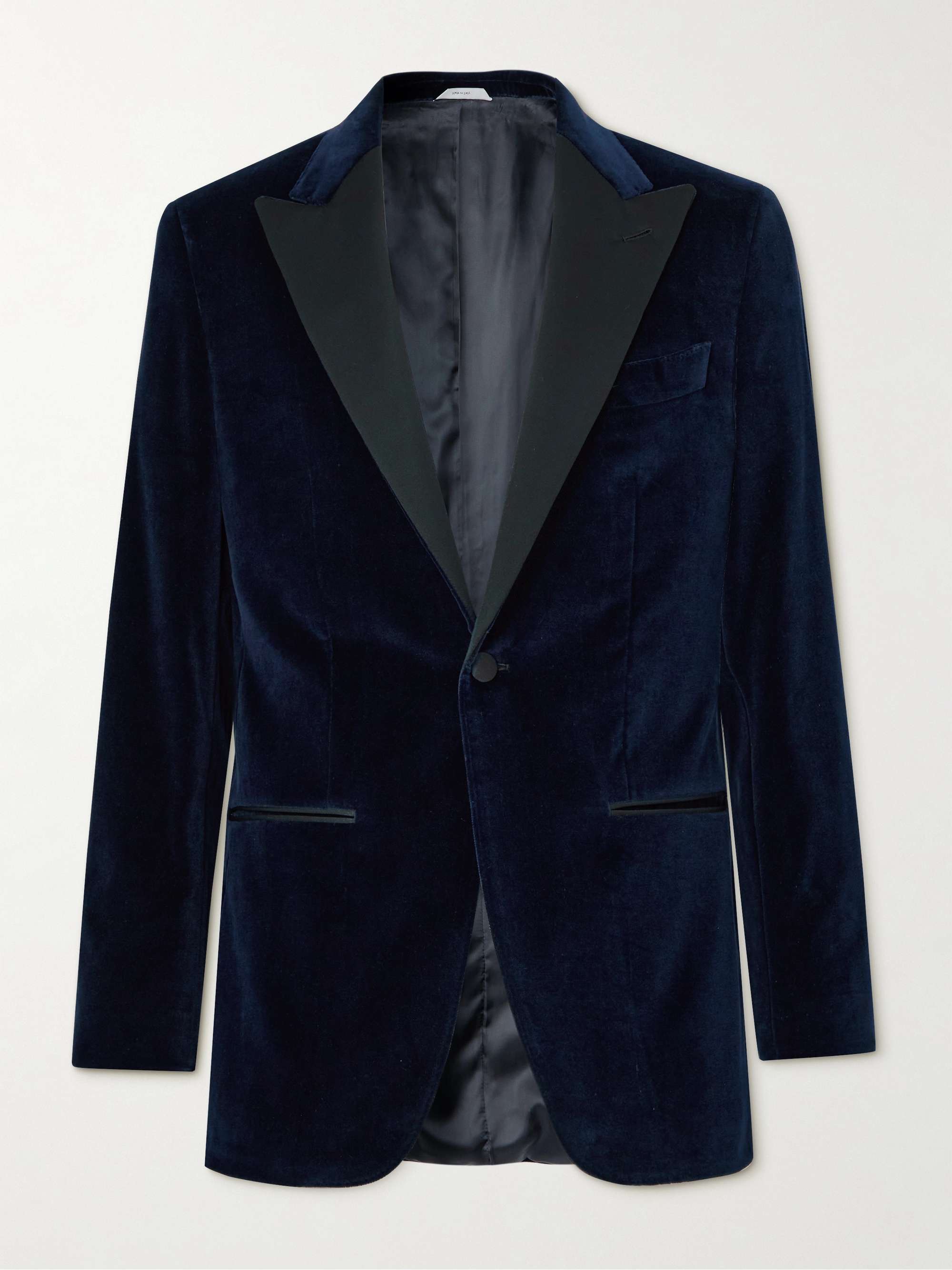 THOM SWEENEY Satin-Trimmed Cotton and Modal-Blend Velvet Tuxedo Jacket