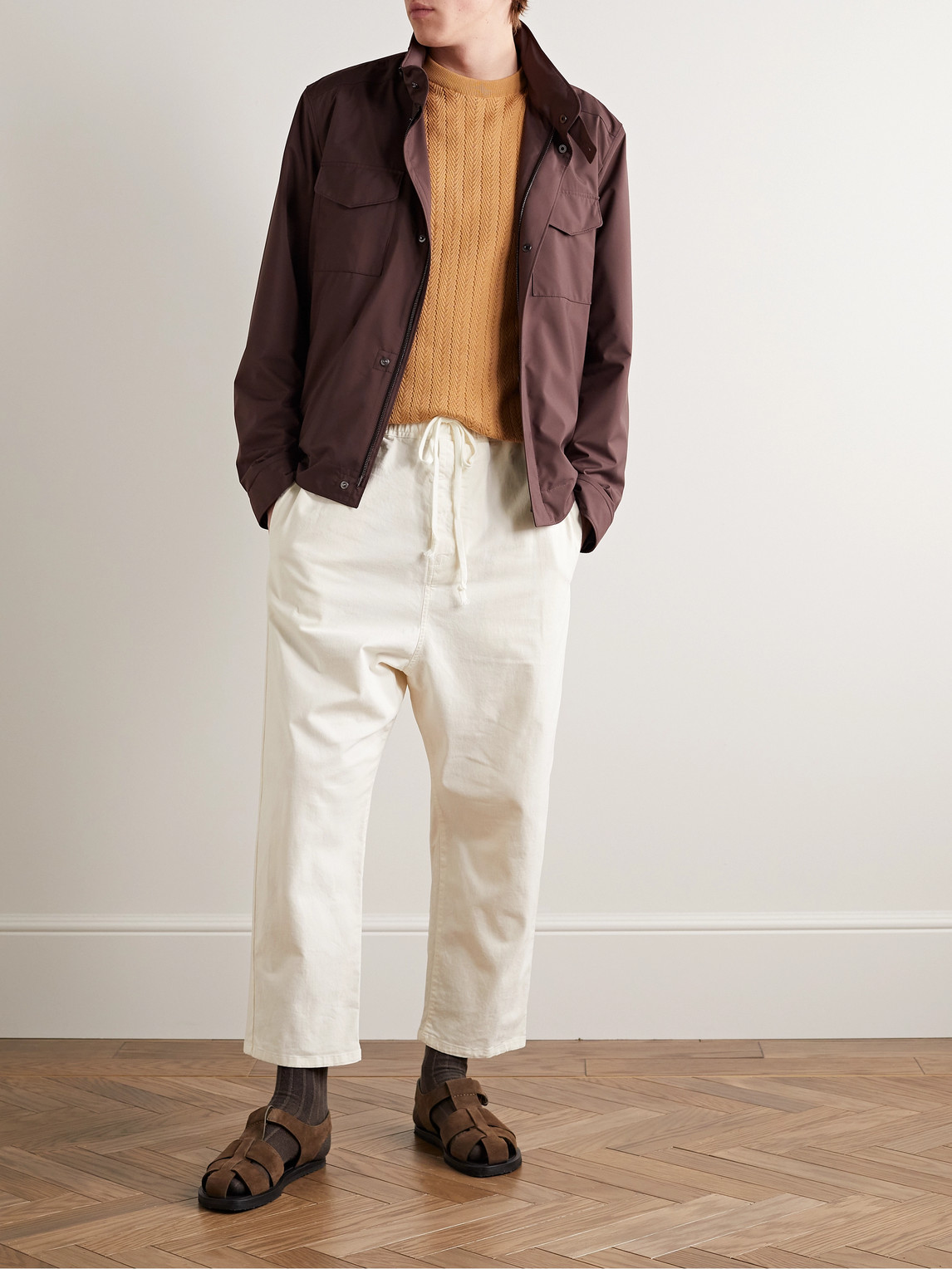 Walker Cotton-Blend Twill Drawstring Trousers — 2