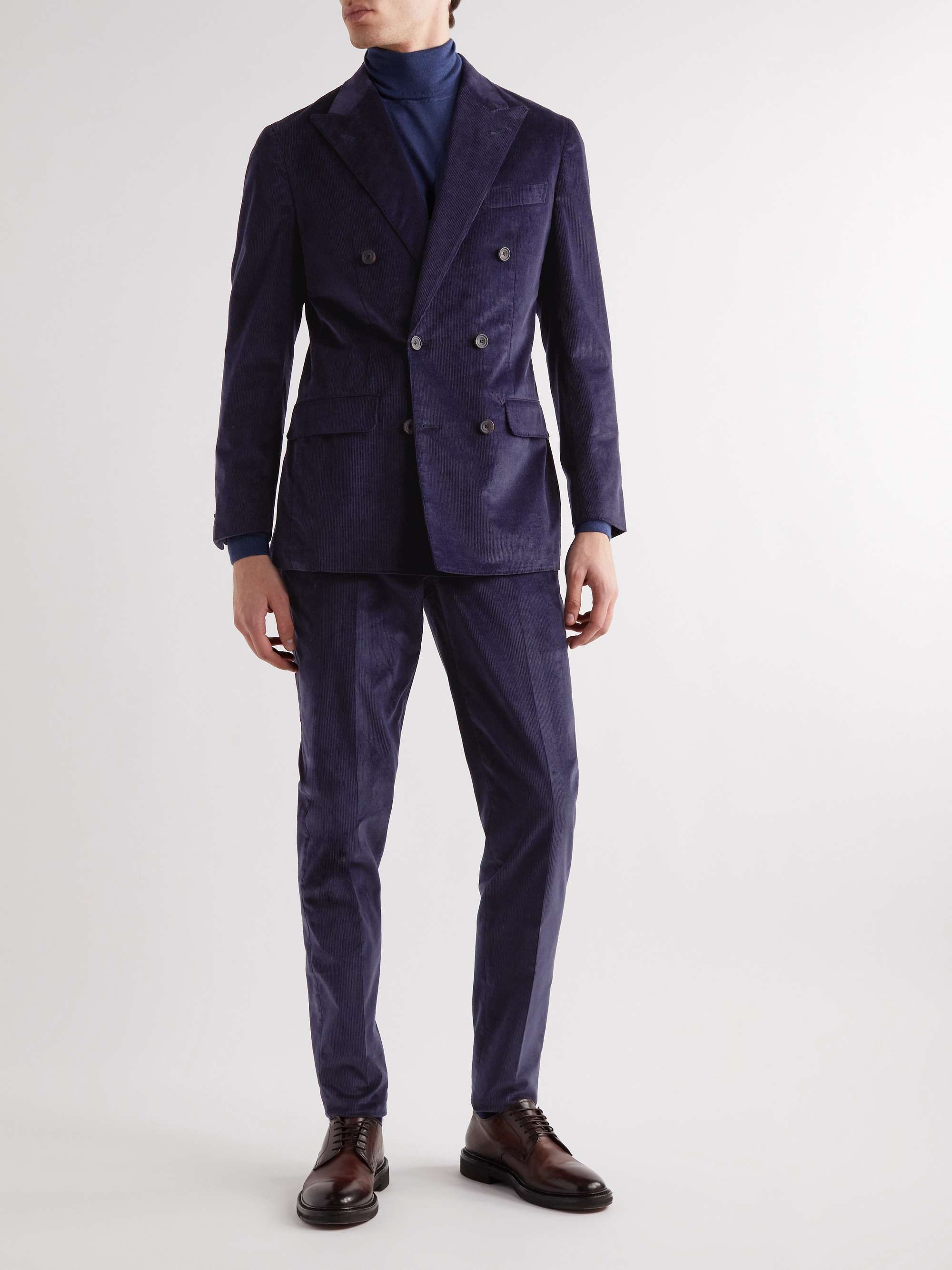 THOM SWEENEY Slim-Fit Double-Breasted Cotton-Blend Corduroy Suit Jacket ...