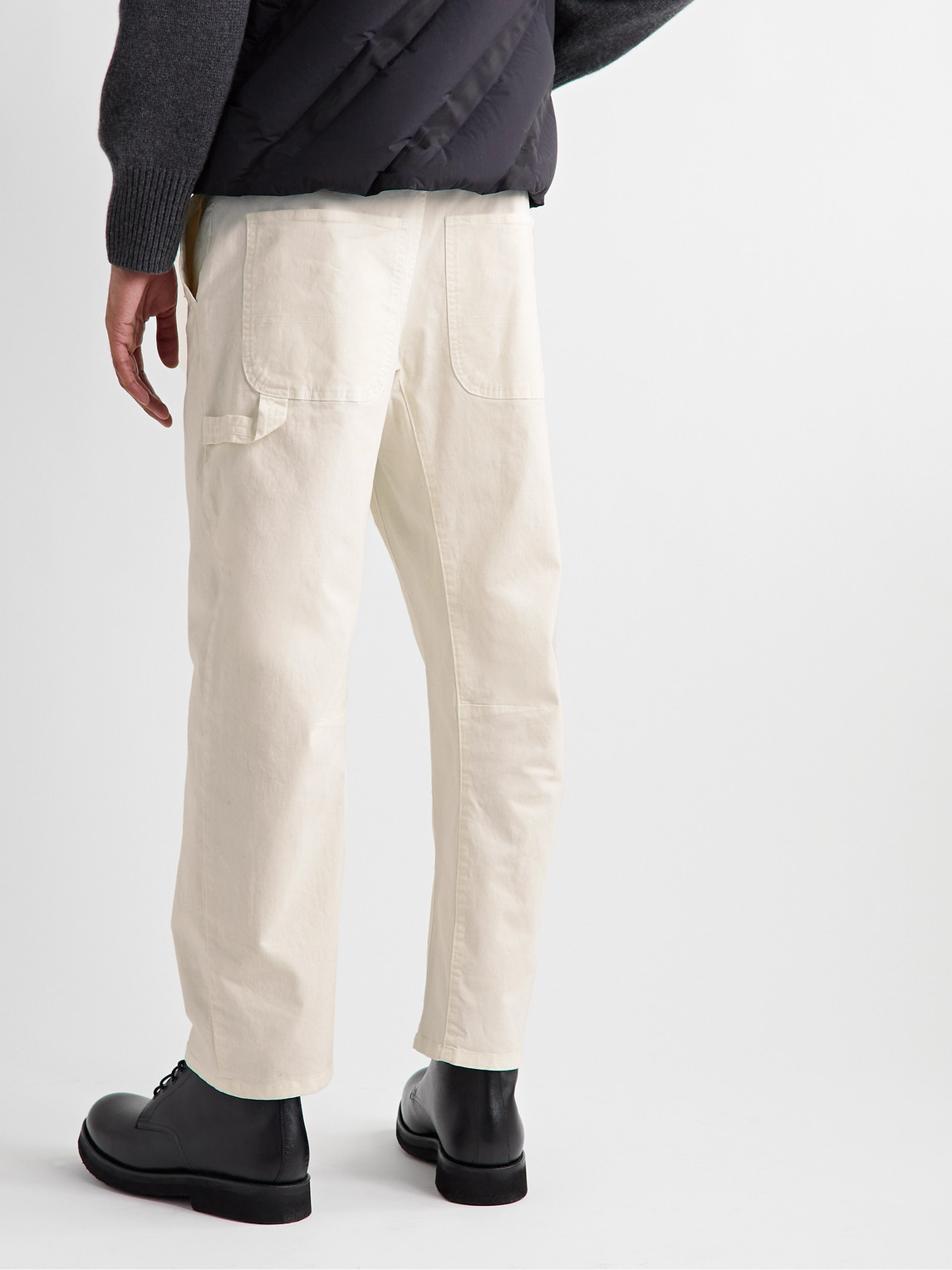 Shop Nili Lotan Carpenter Straight-leg Cotton-blend Twill Trousers In Neutrals