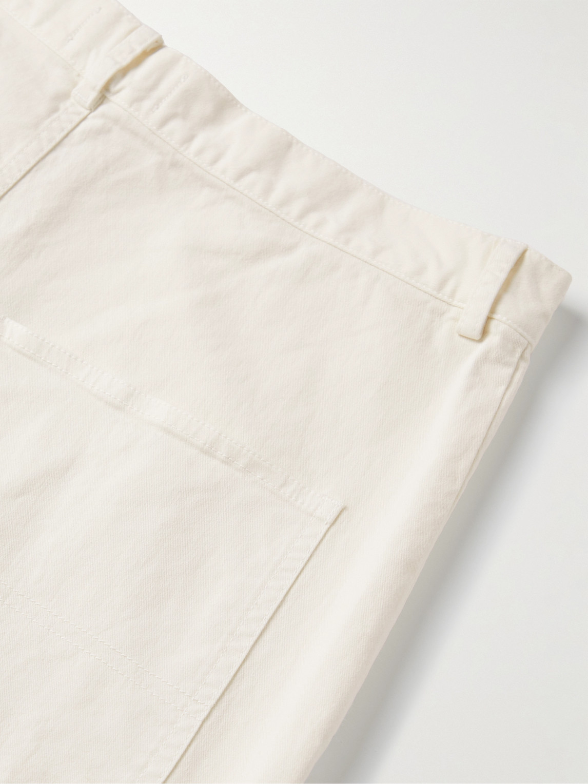 Shop Nili Lotan Carpenter Straight-leg Cotton-blend Twill Trousers In Neutrals