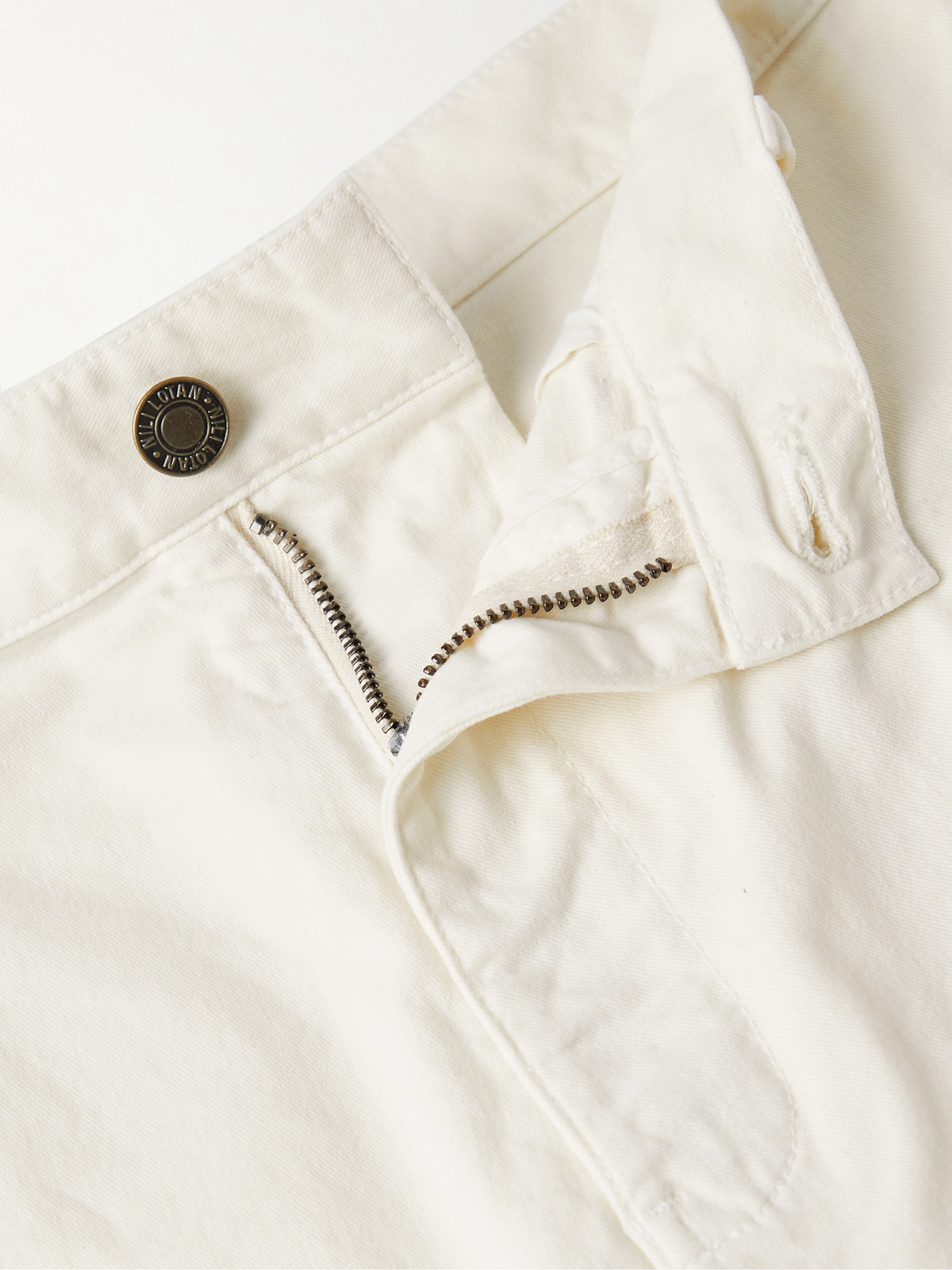 Shop Nili Lotan Carpenter Straight-leg Cotton-blend Twill Trousers In Neutrals