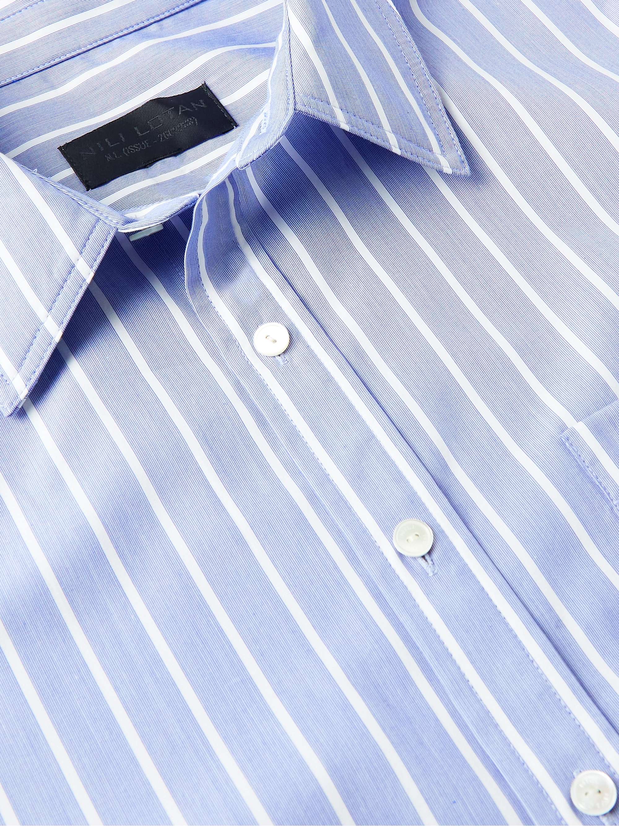 NILI LOTAN Finn Striped Cotton-Poplin Shirt