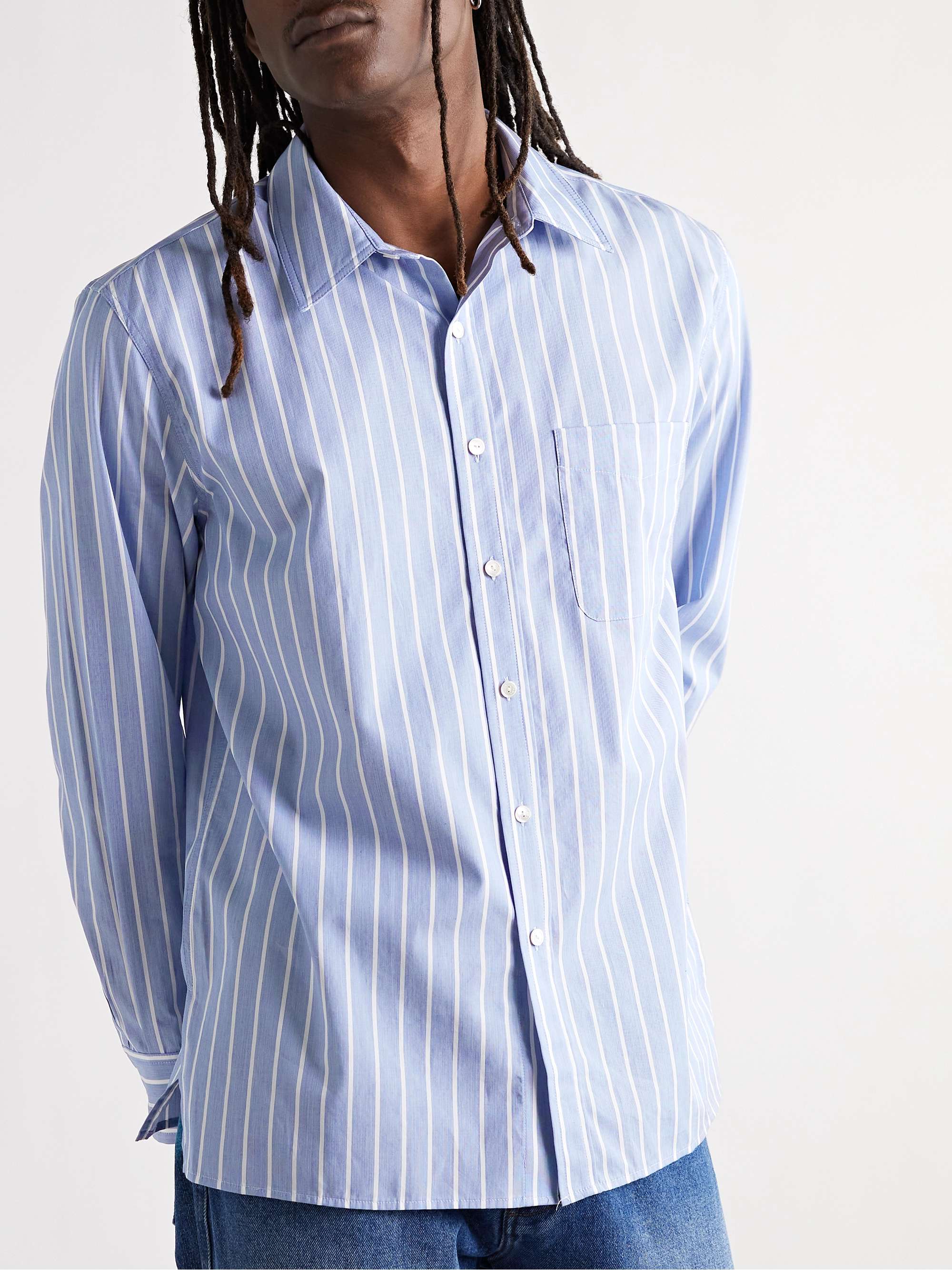 NILI LOTAN Finn Striped Cotton-Poplin Shirt