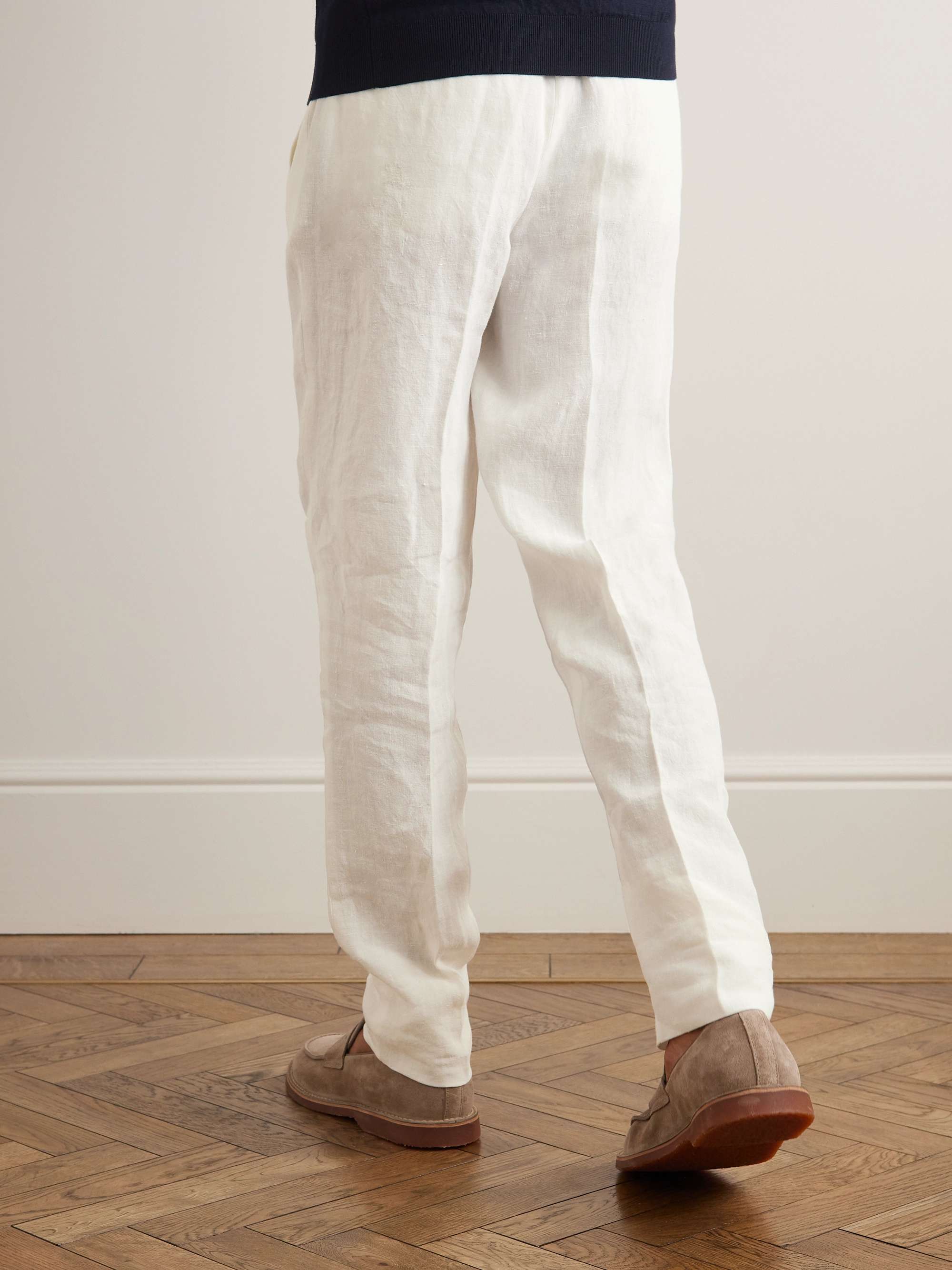 LARDINI Tapered Linen Drawstring Trousers
