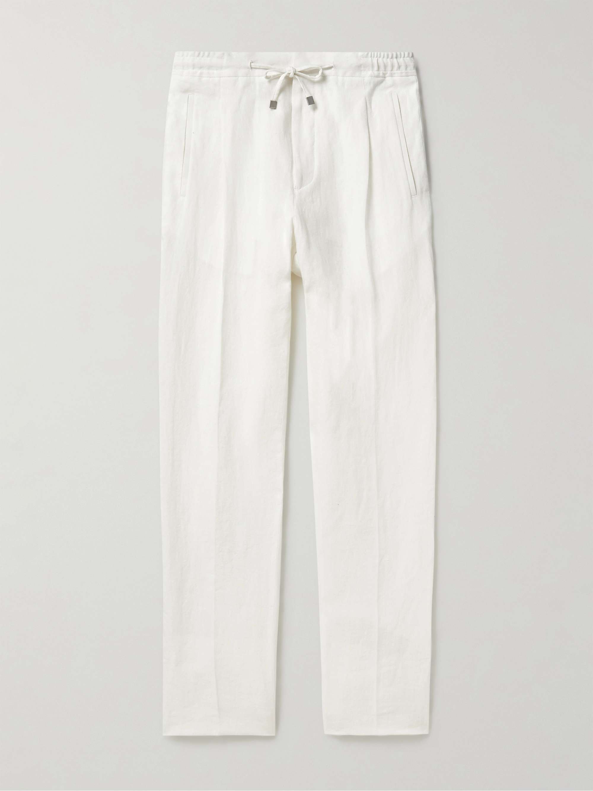 LARDINI Tapered Linen Drawstring Trousers