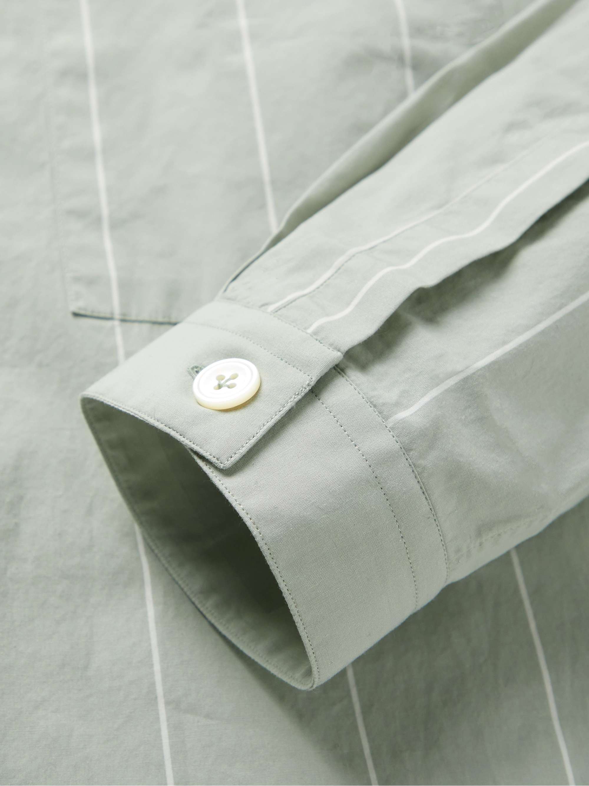 LARDINI Grandad-Collar Striped Cotton-Poplin Shirt
