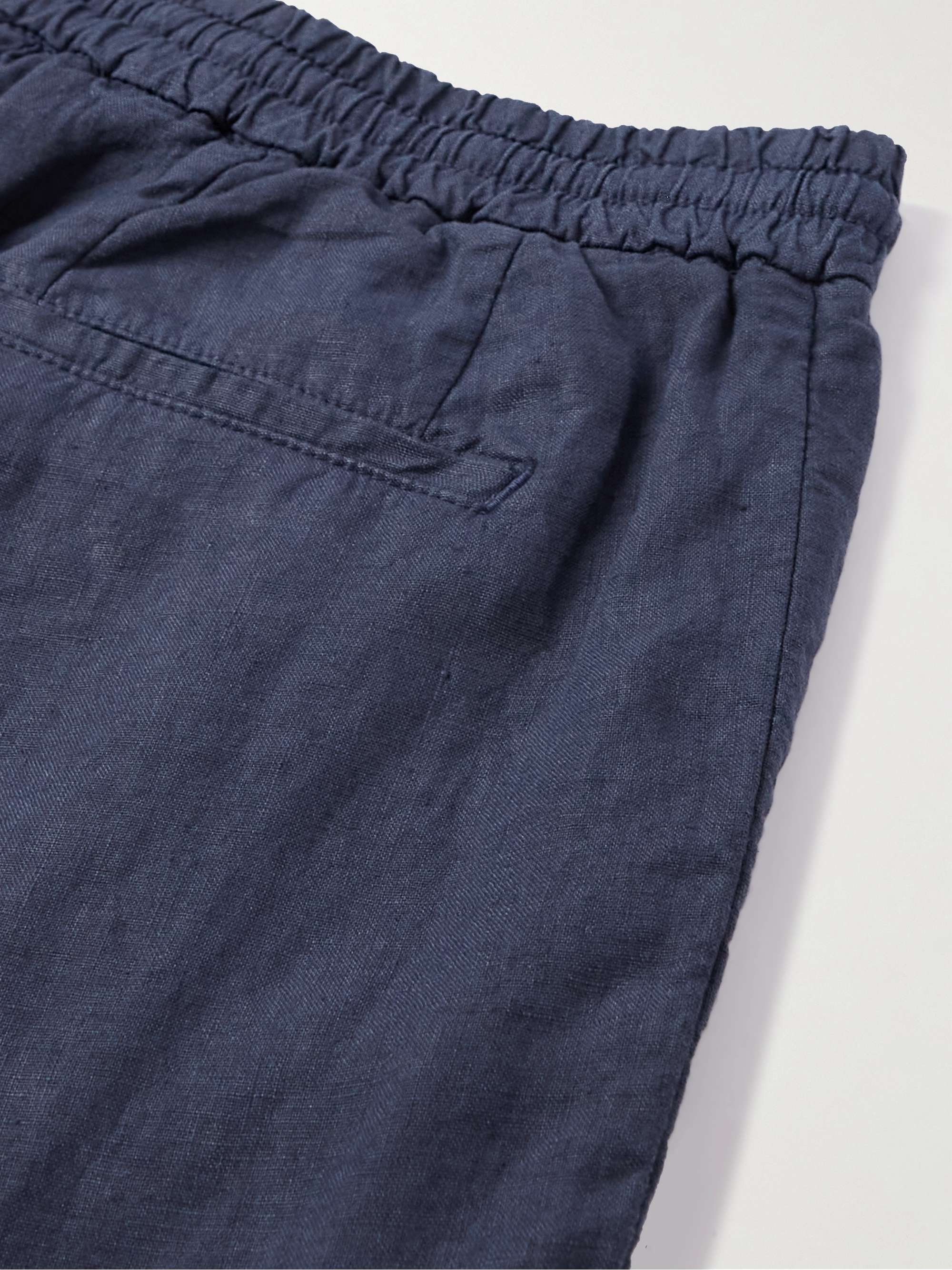 LARDINI Straight-Leg Pleated Linen Drawstring Shorts