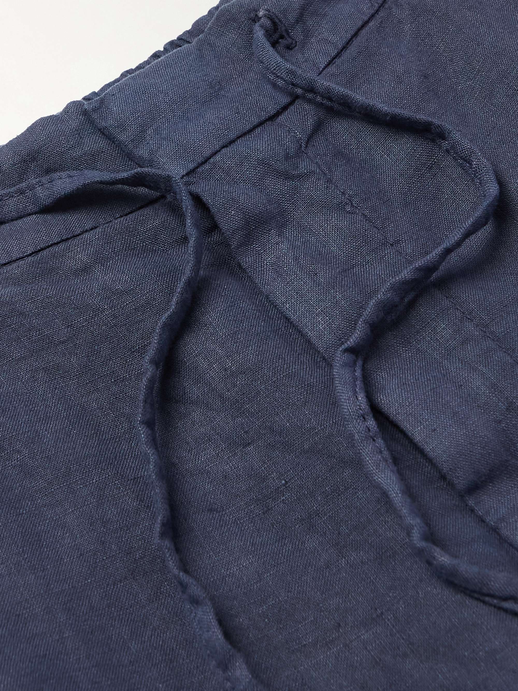 LARDINI Straight-Leg Pleated Linen Drawstring Shorts