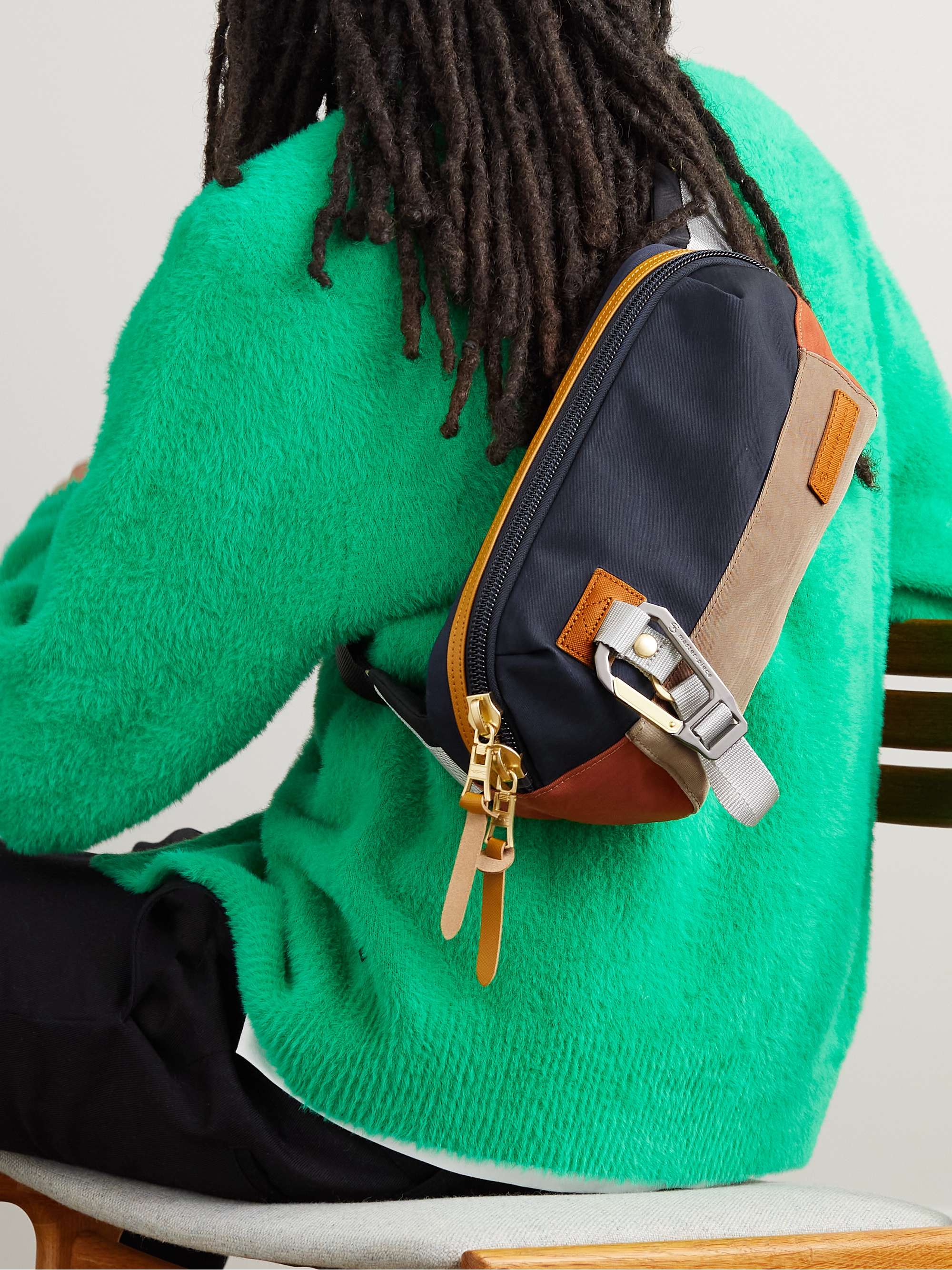 MASTER-PIECE Link Leather-Trimmed Nylon-Twill Belt Bag